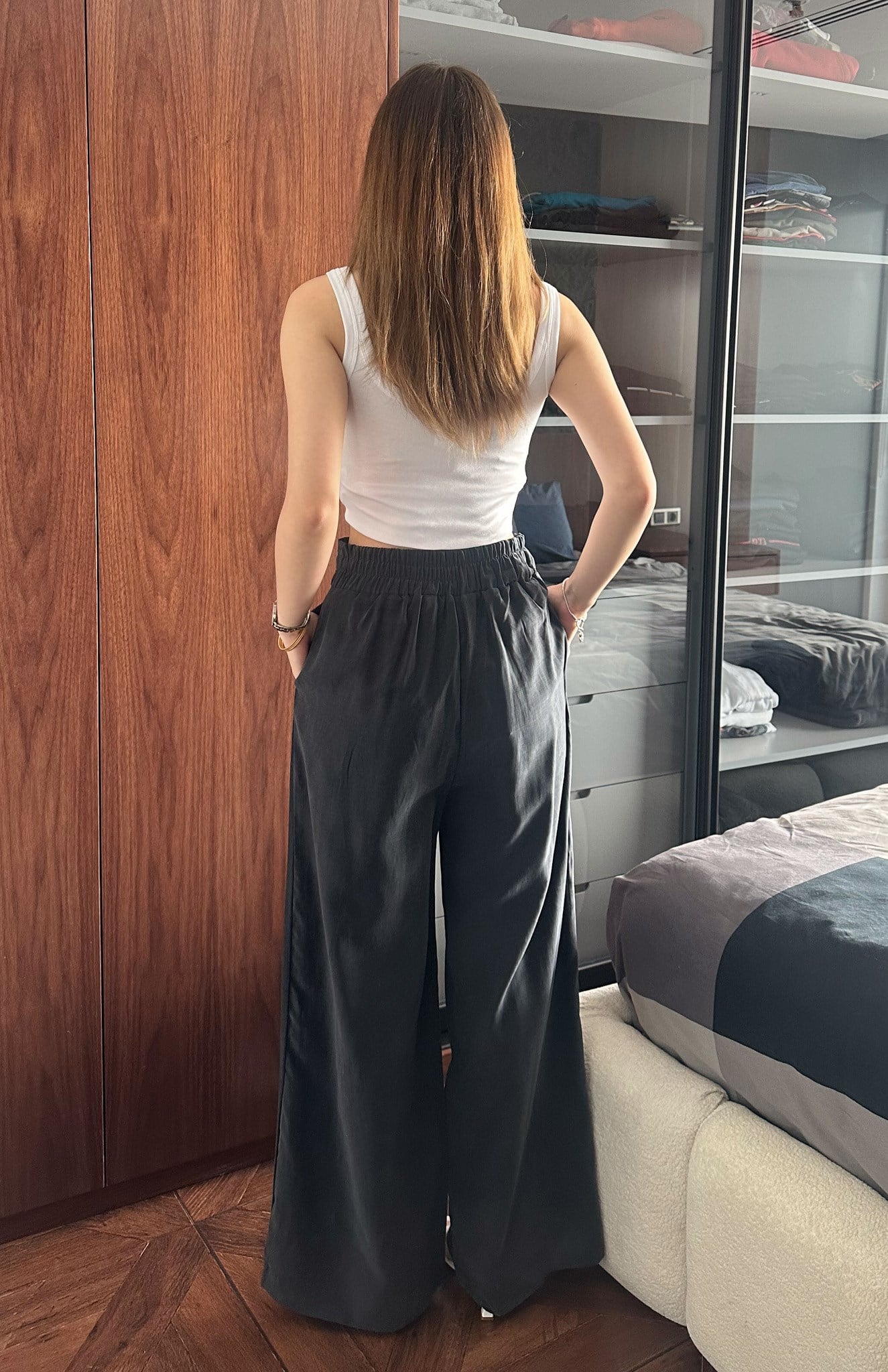 Beli Bağcılı Pantolon SİYAH
