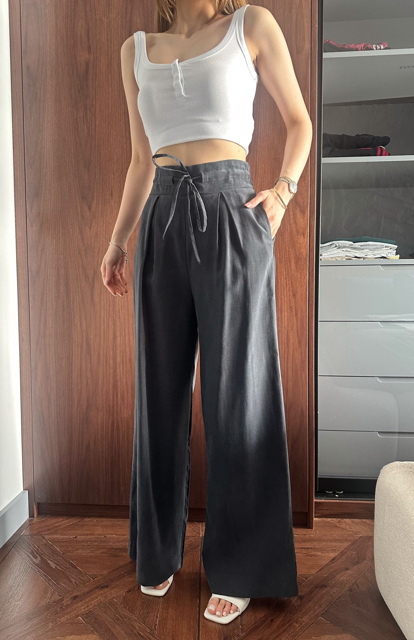 Beli Bağcılı Pantolon SİYAH