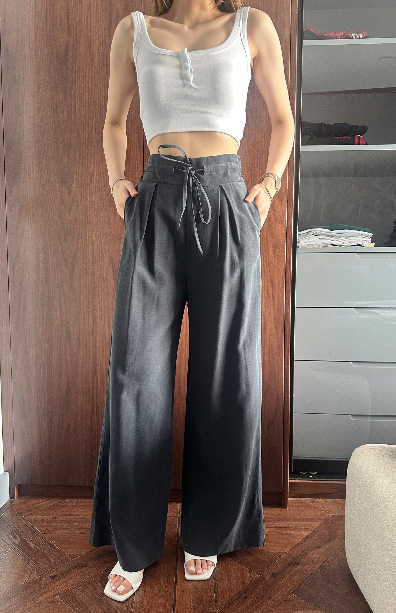 Beli Bağcılı Pantolon SİYAH
