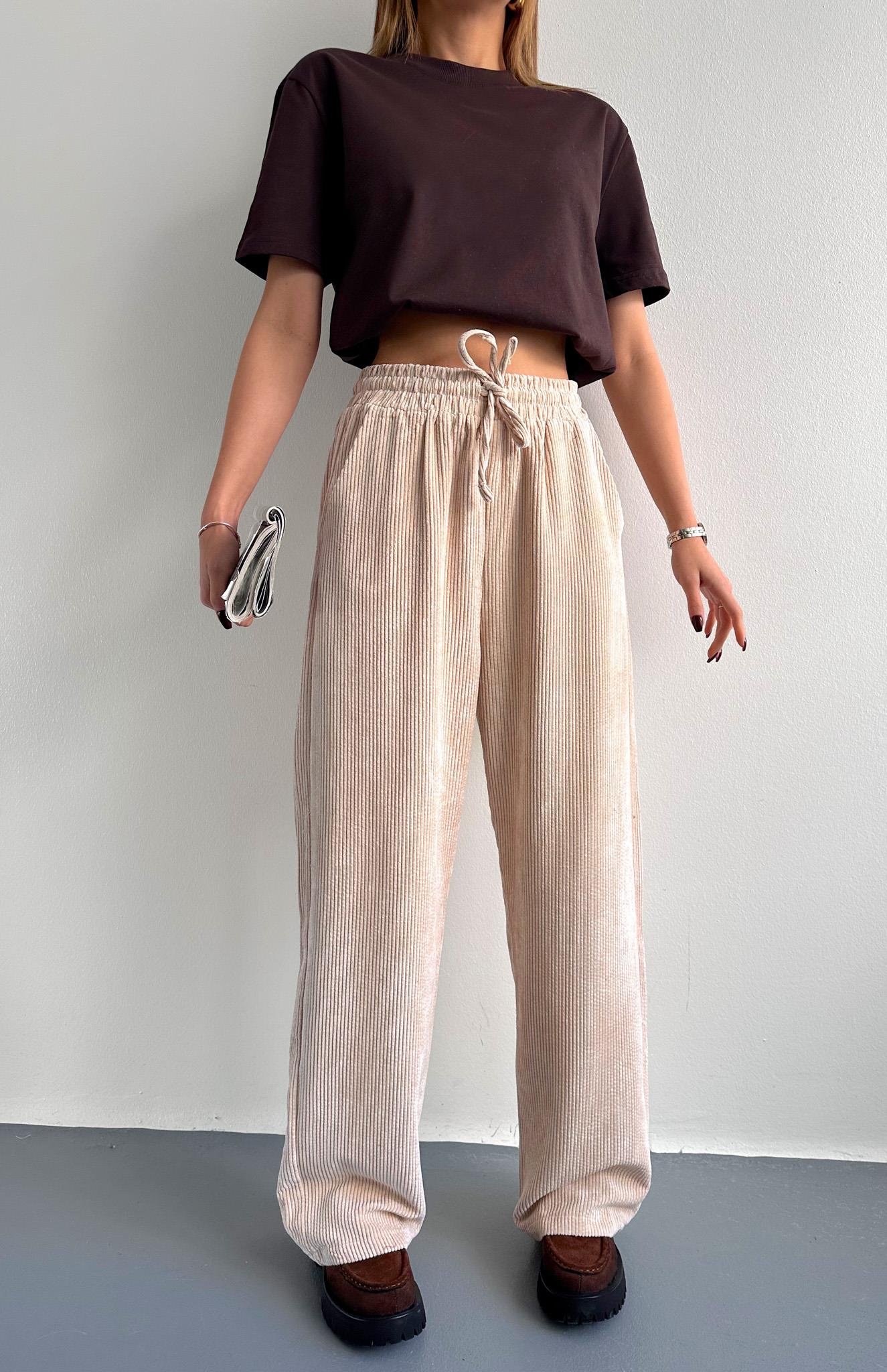 Beli Lastikli Pantolon BEJ