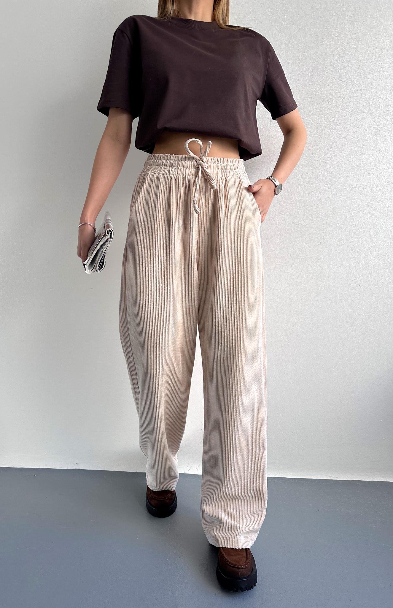 Beli Lastikli Pantolon BEJ