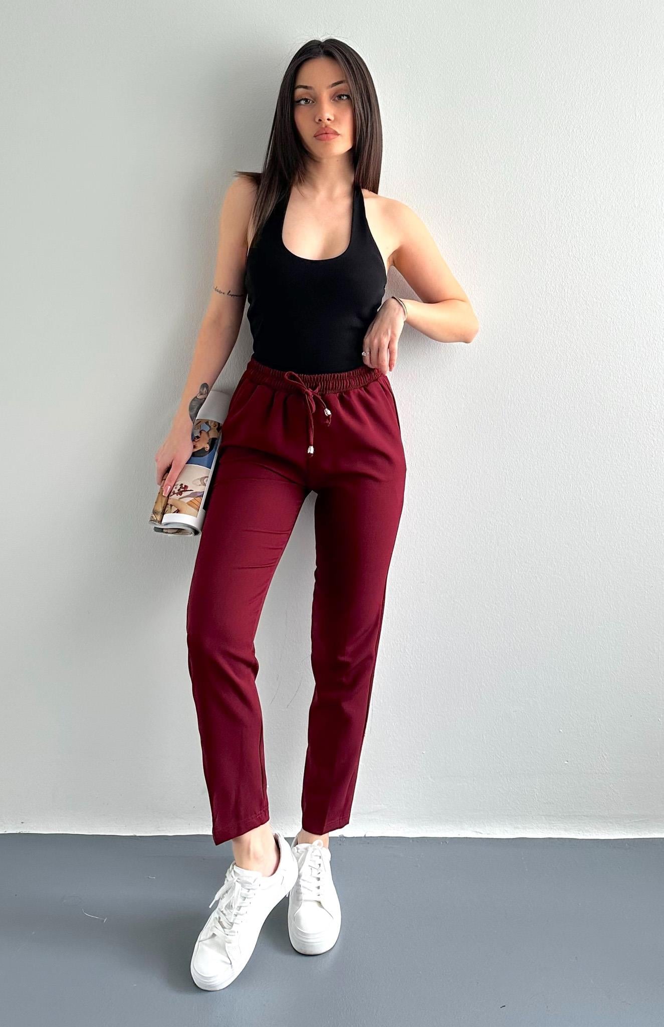 Beli Lastikli Pantolon BORDO