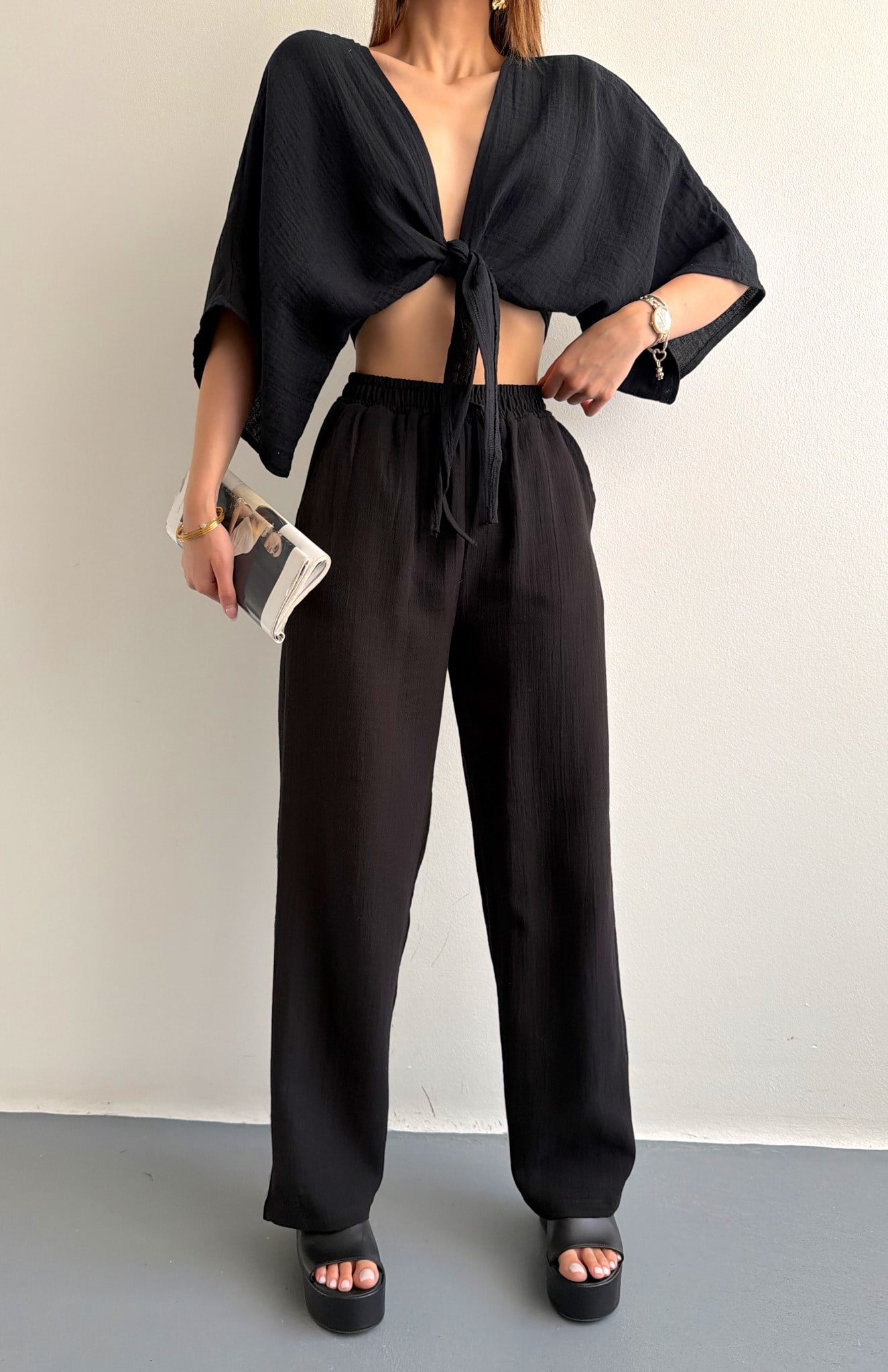 Beli Lastikli Pantolon SİYAH