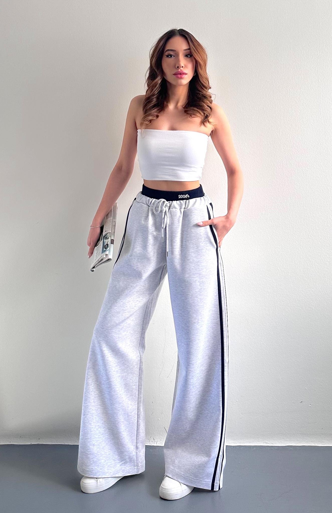 Biye Detaylı Eşofman Pantolon GRİ