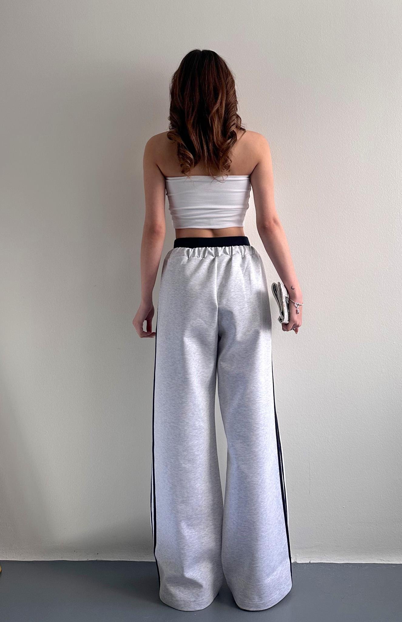 Biye Detaylı Eşofman Pantolon GRİ