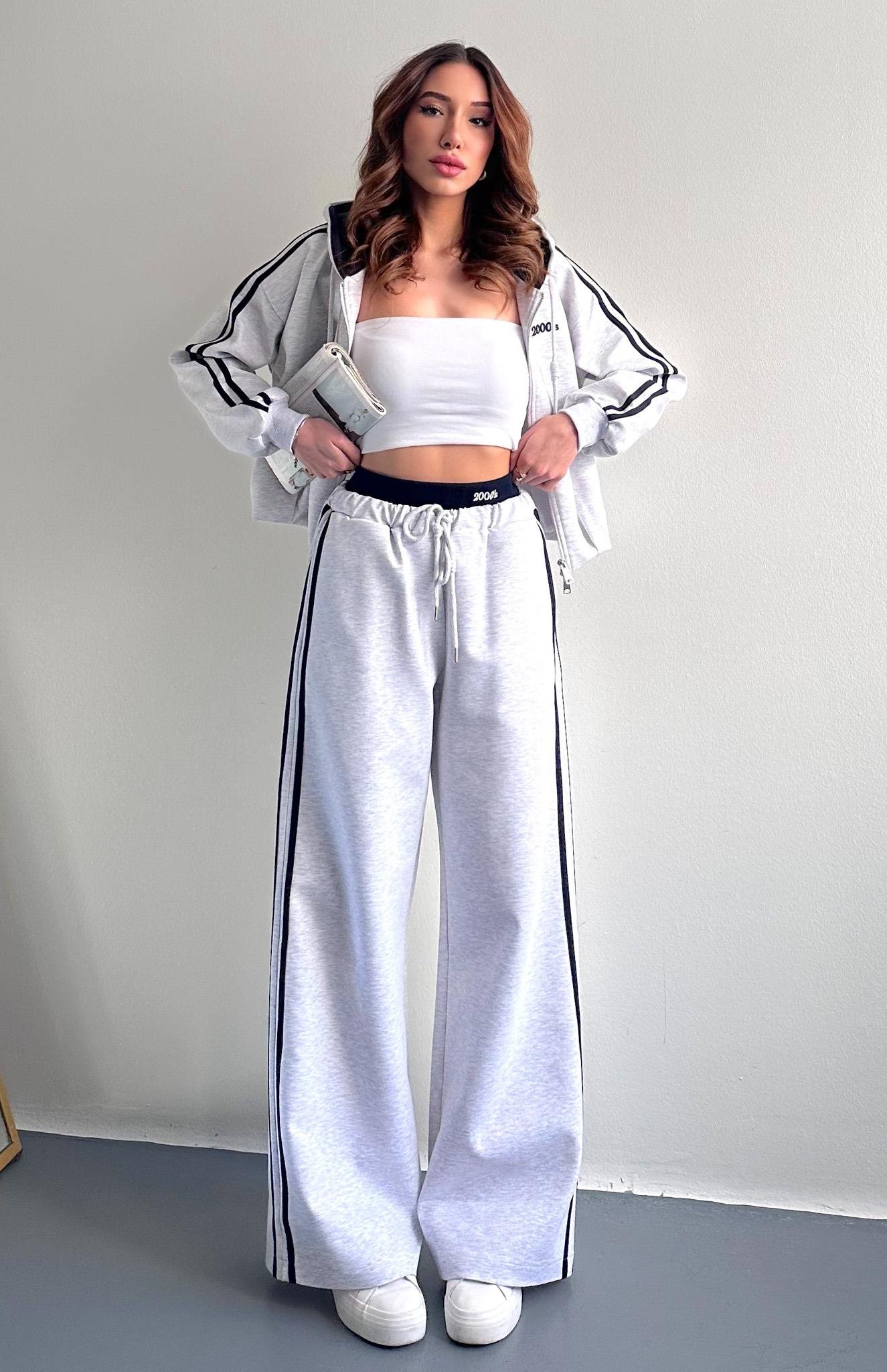 Biye Detaylı Eşofman Pantolon GRİ