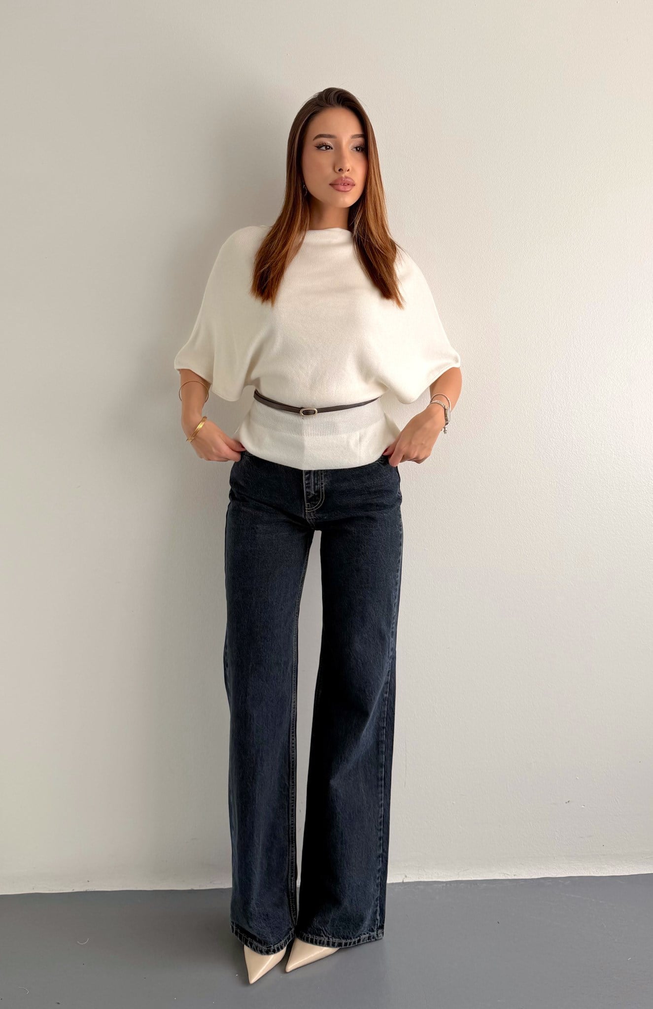 Blue Black Wideleg Pantolon LACİVERT