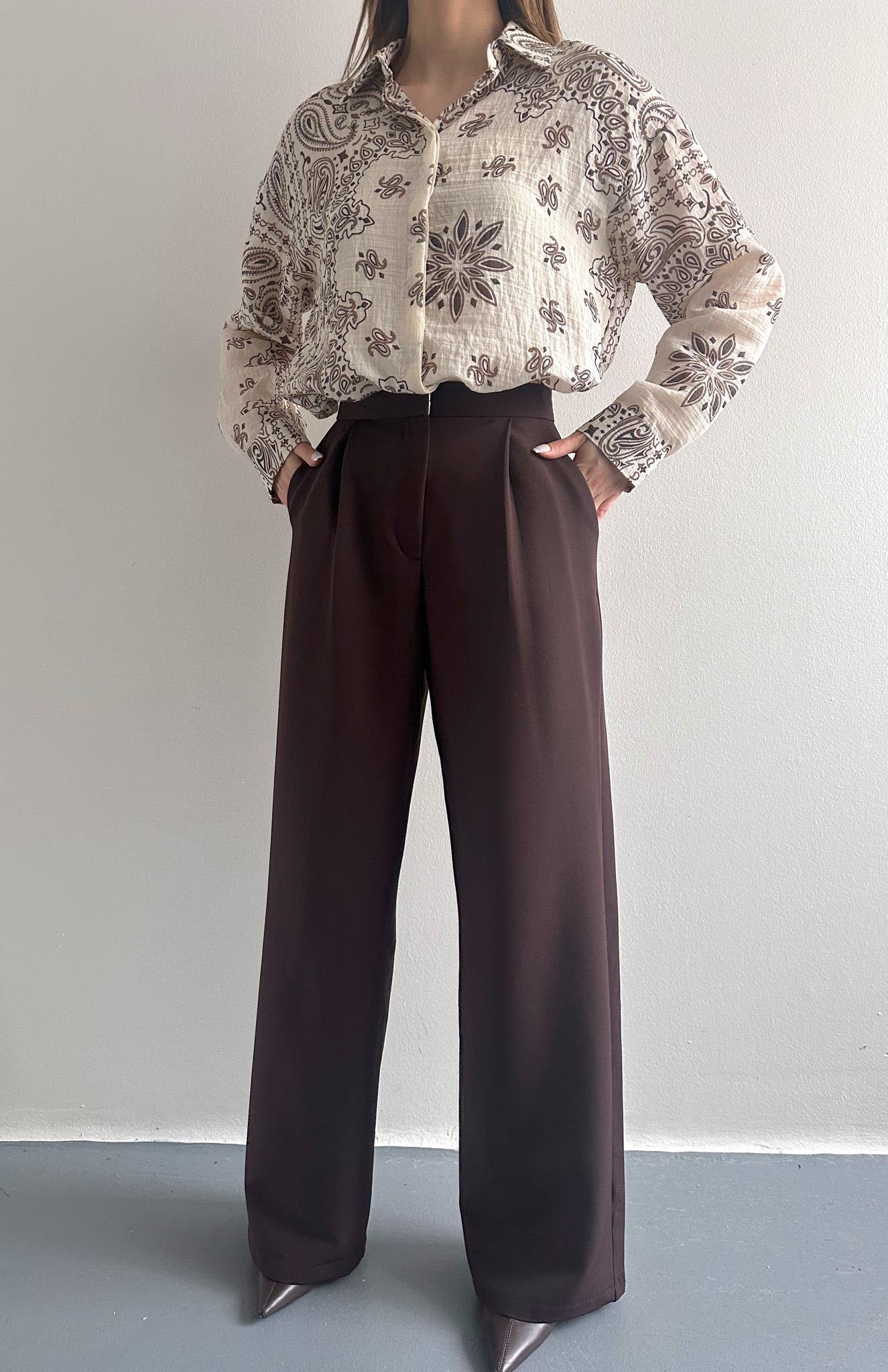 Bol Paça Pantolon KOYU KAHVE