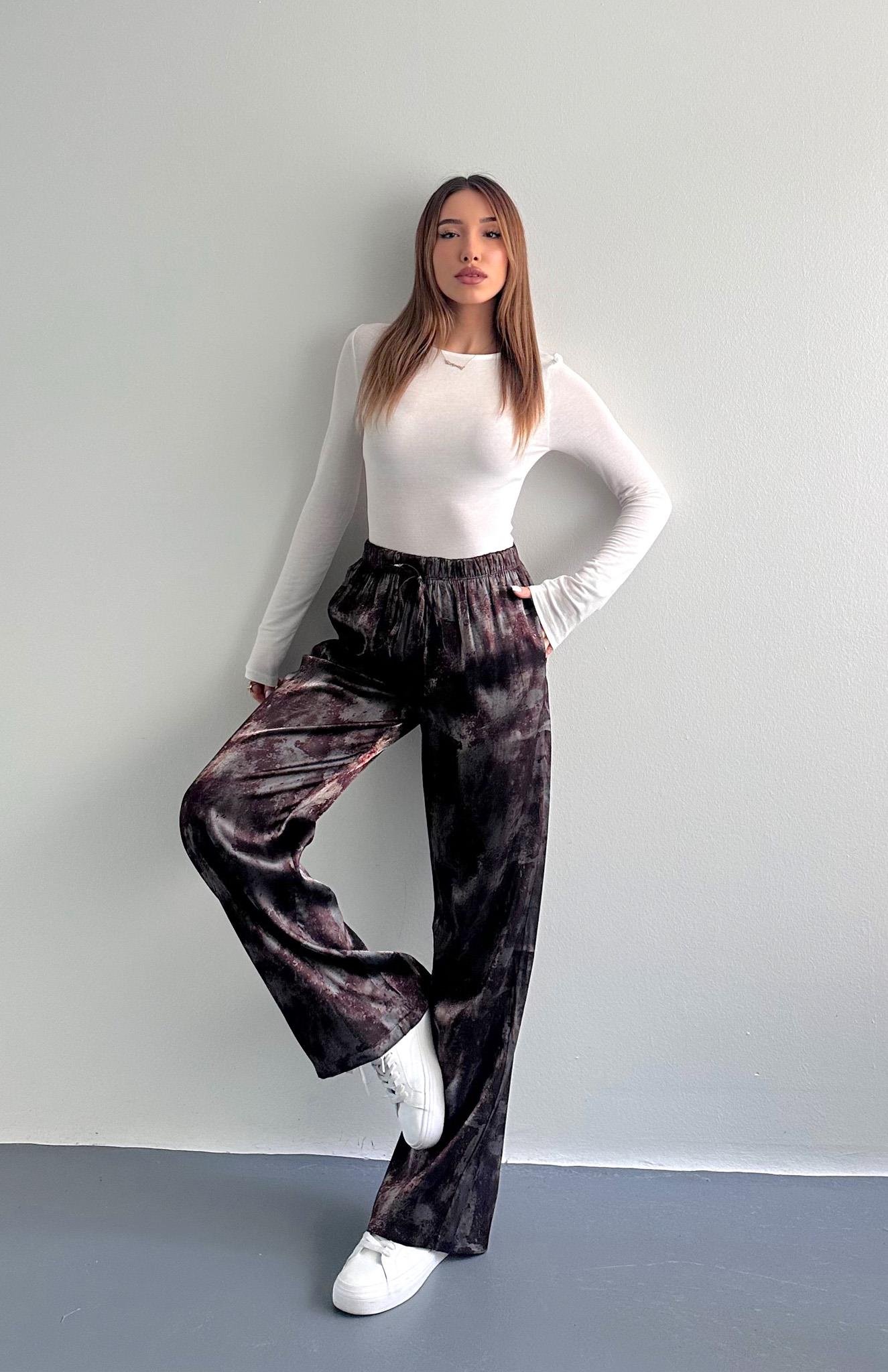 Desenli Pantolon KAHVERENGİ