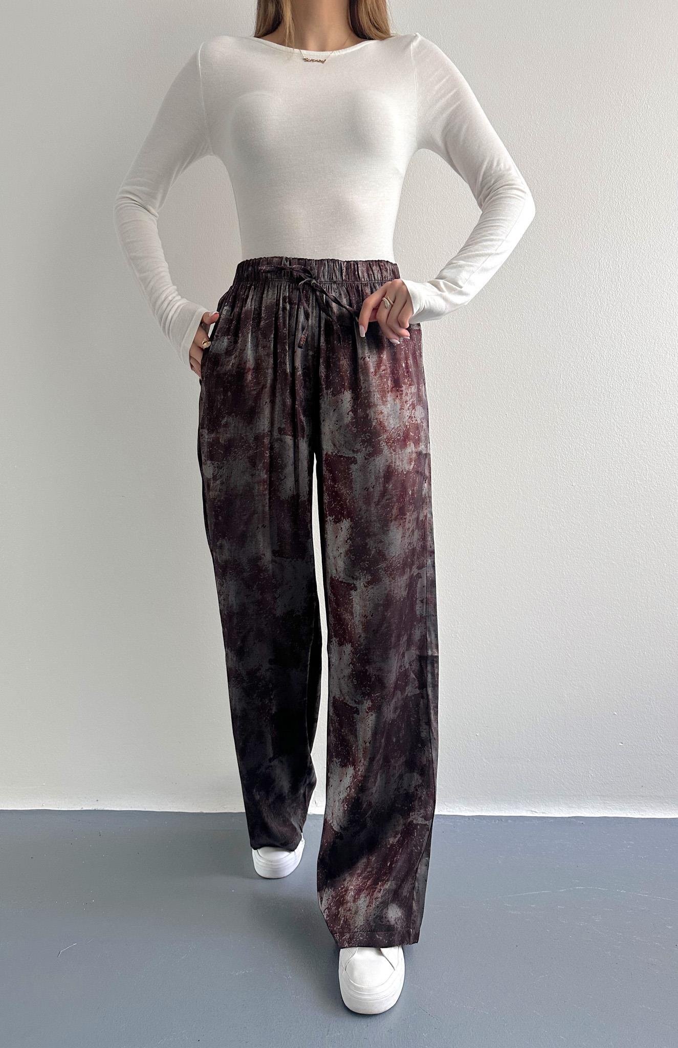 Desenli Pantolon KAHVERENGİ