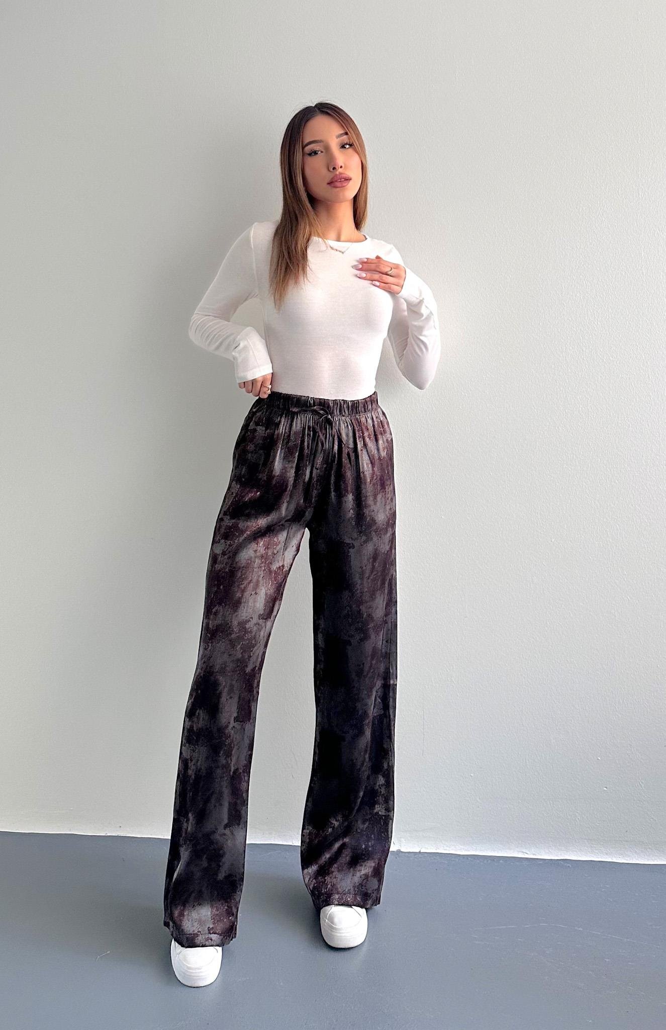 Desenli Pantolon KAHVERENGİ