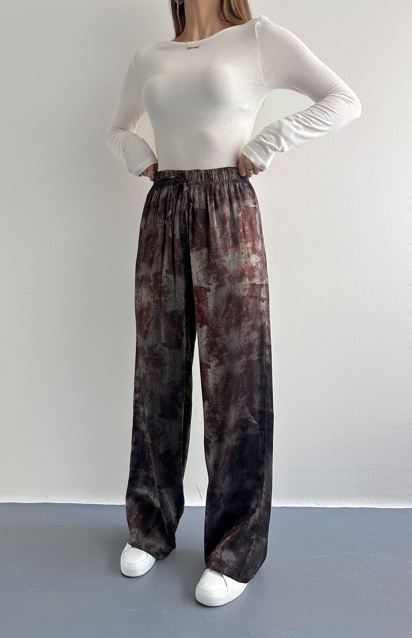 Desenli Pantolon KAHVERENGİ