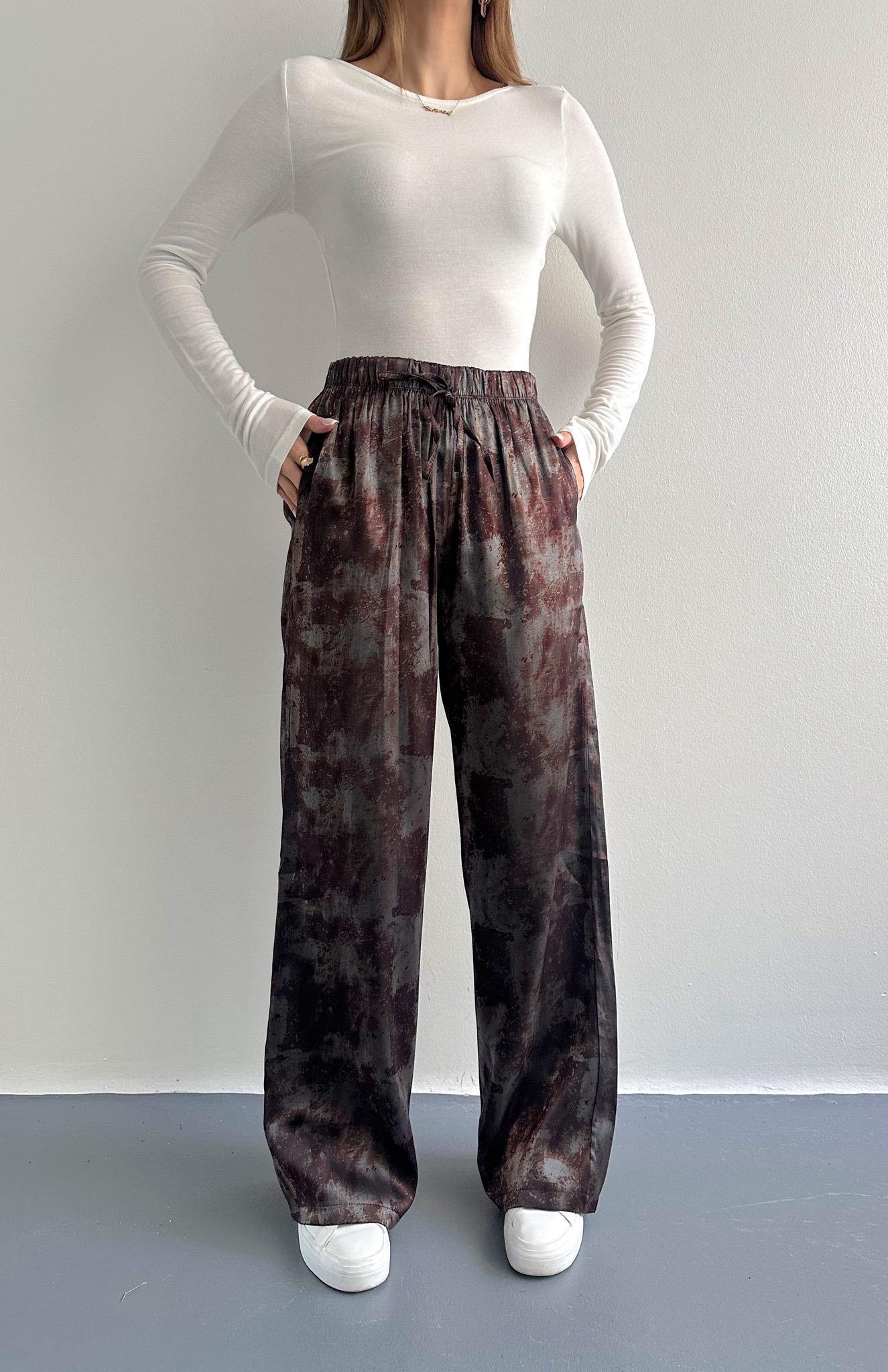 Desenli Pantolon KAHVERENGİ