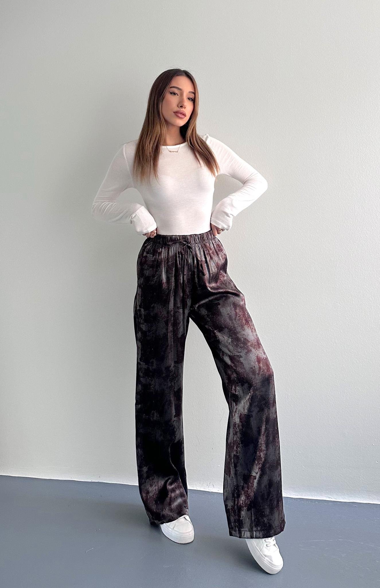 Desenli Pantolon KAHVERENGİ