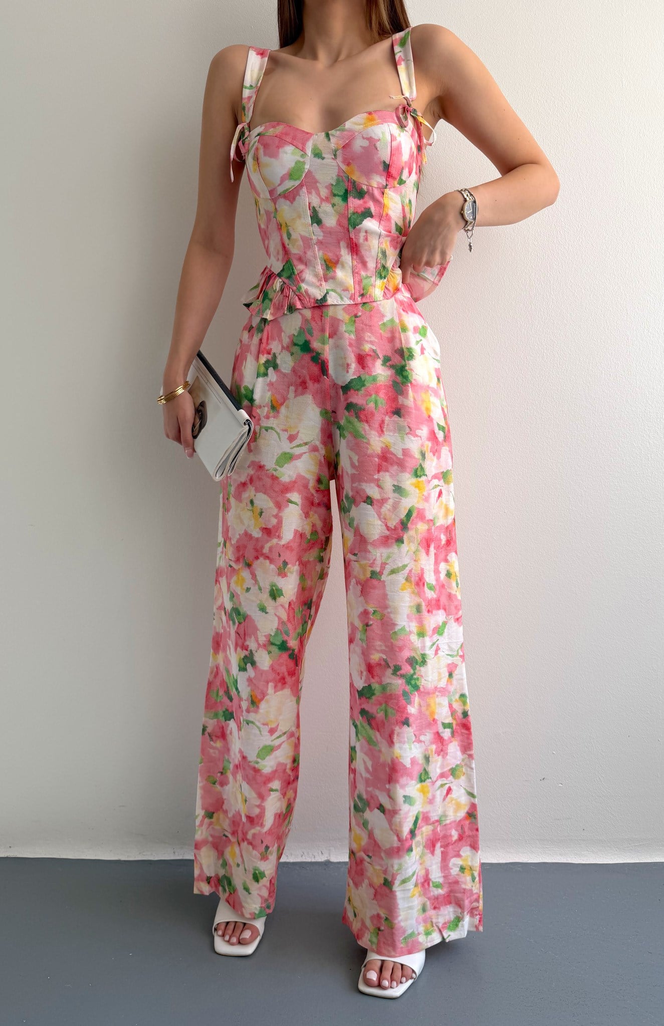 Desenli Pantolon PEMBE