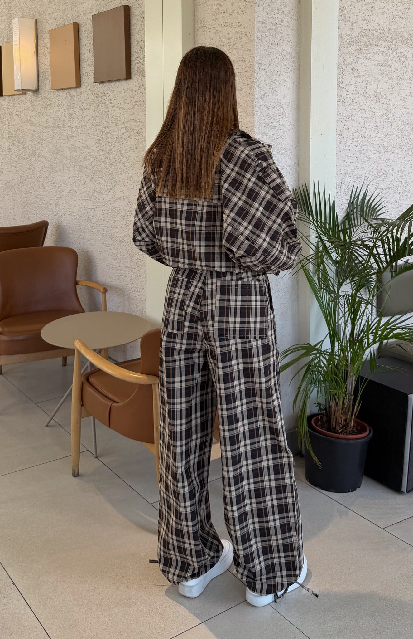 Ekose Desen Pantolon SİYAH