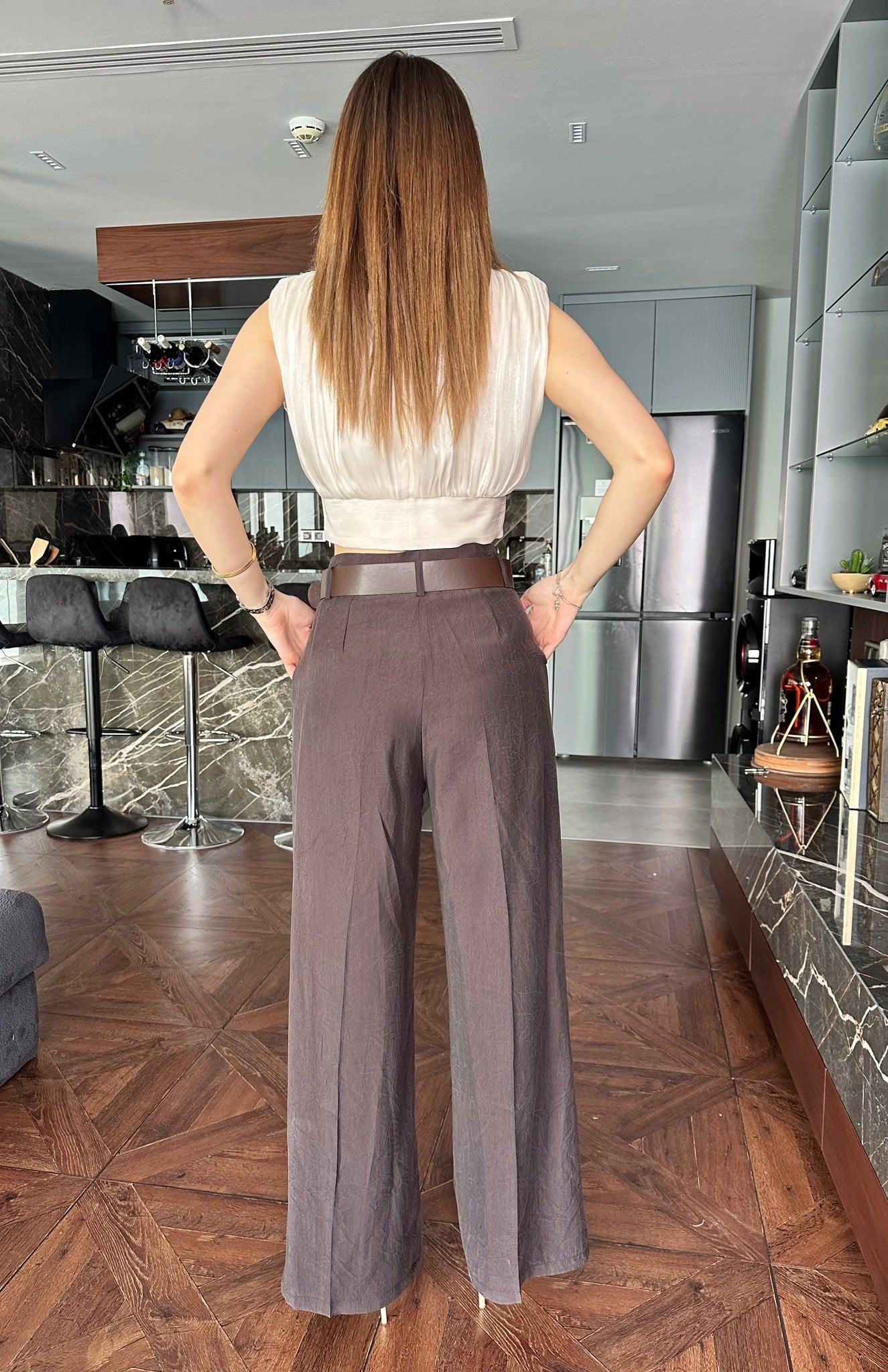 Kemer Detaylı Pantolon KAHVERENGİ