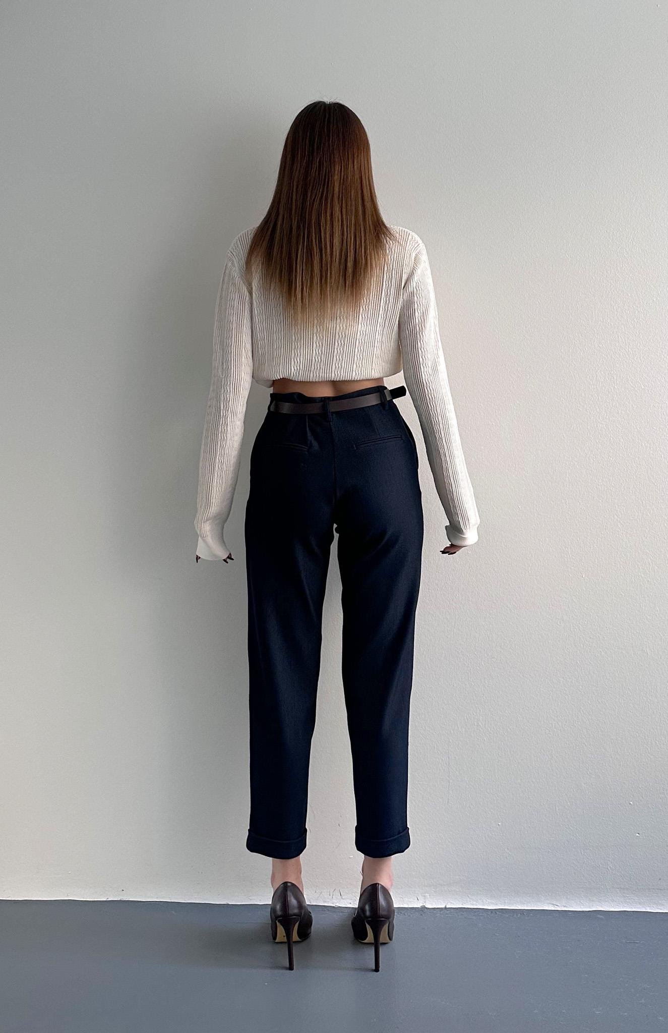 Kemerli Chino Pantolon LACİVERT