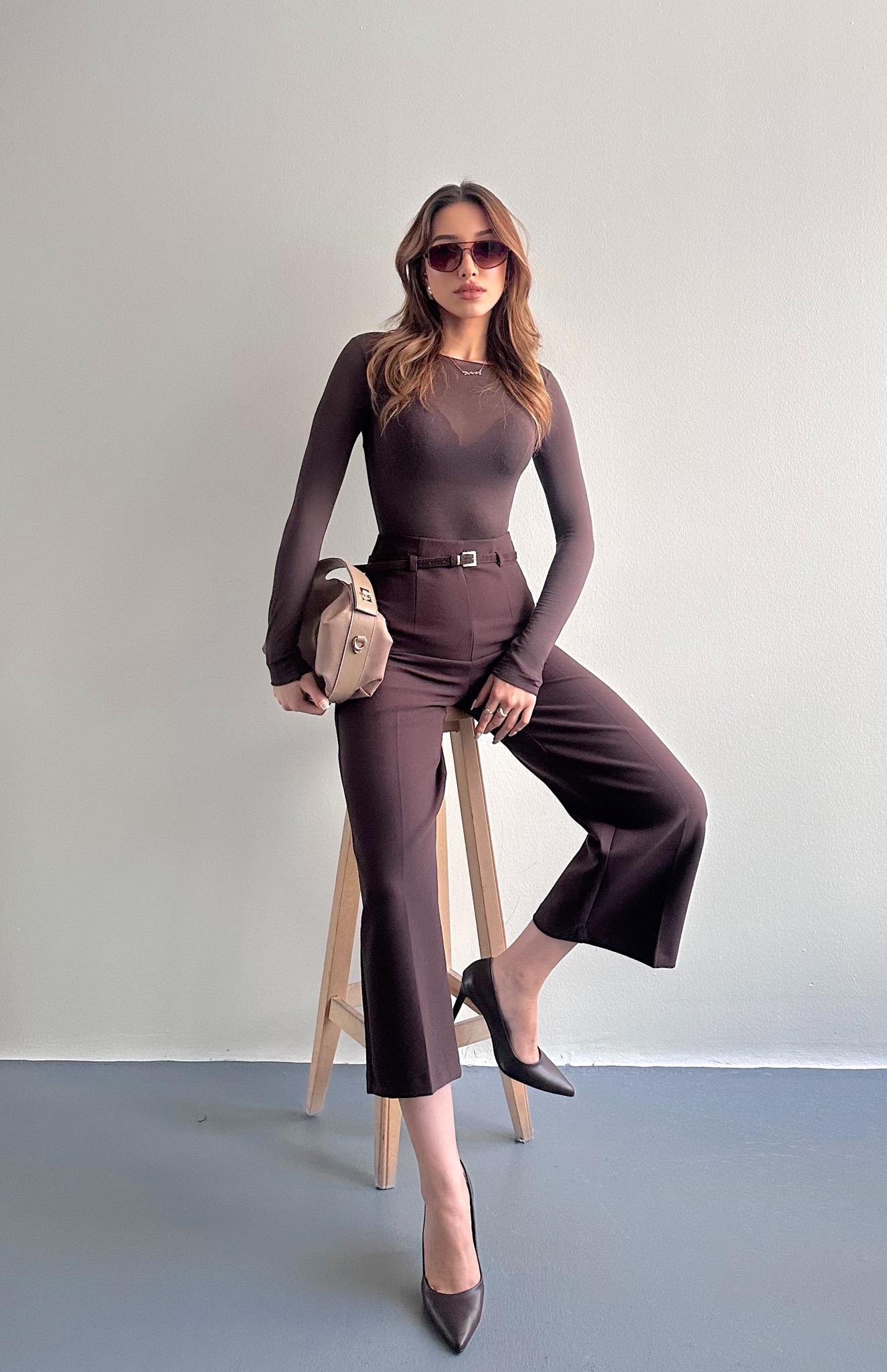 Kemerli Culotte Pantolon KAHVERENGİ