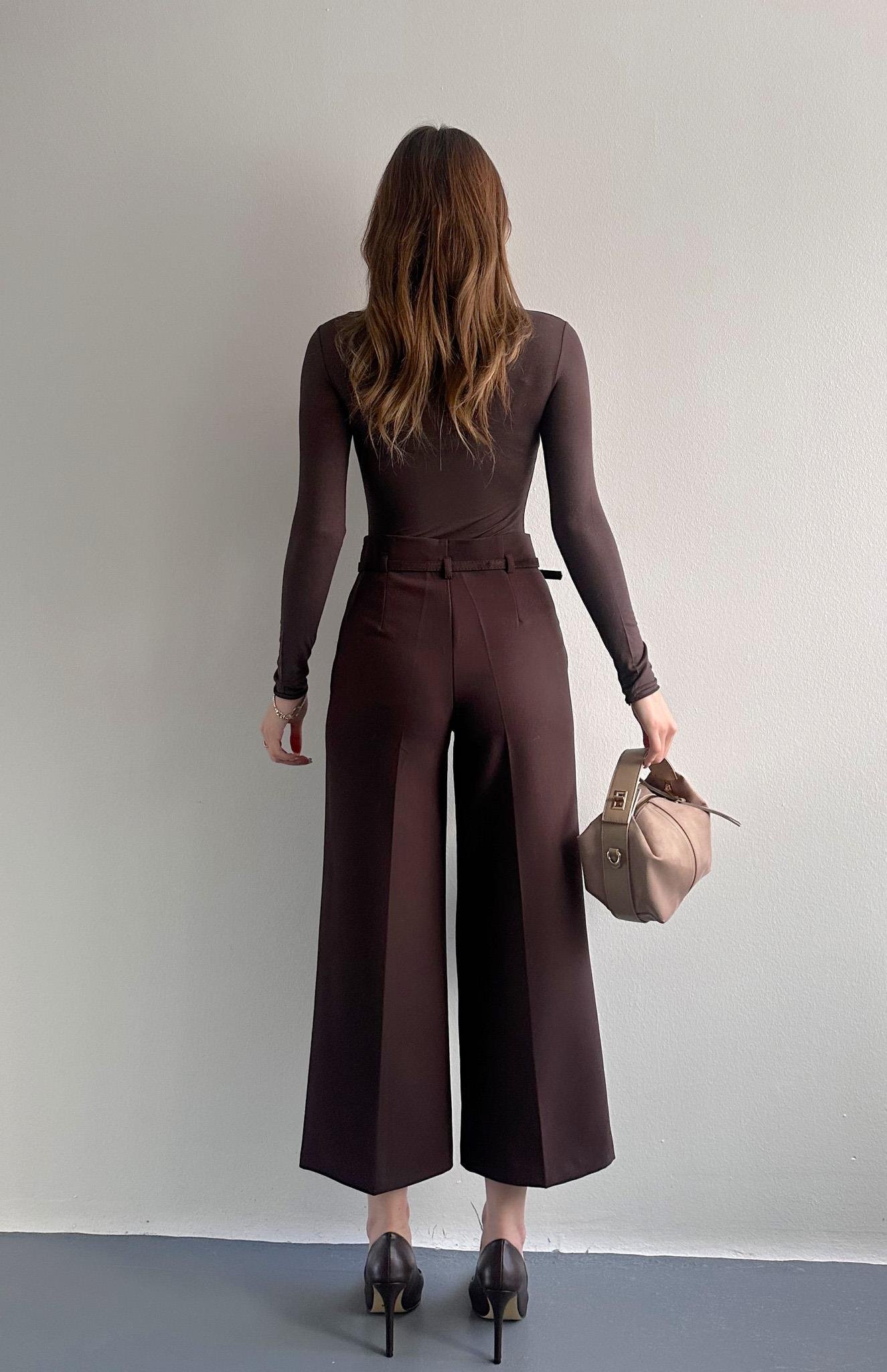 Kemerli Culotte Pantolon KAHVERENGİ