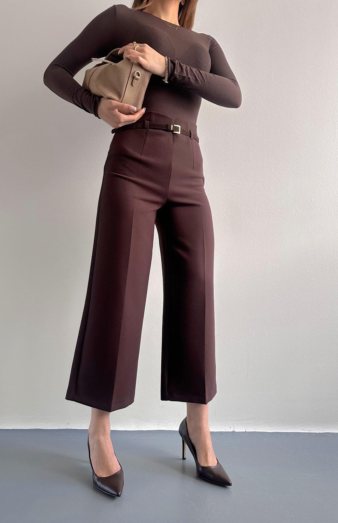 Kemerli Culotte Pantolon KAHVERENGİ