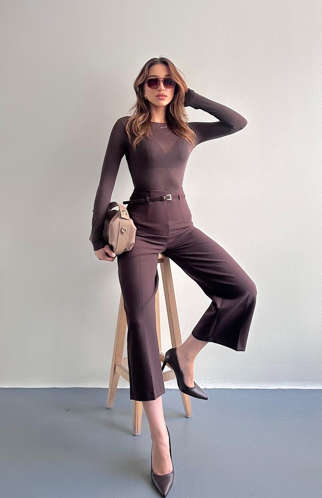 Kemerli Culotte Pantolon KAHVERENGİ