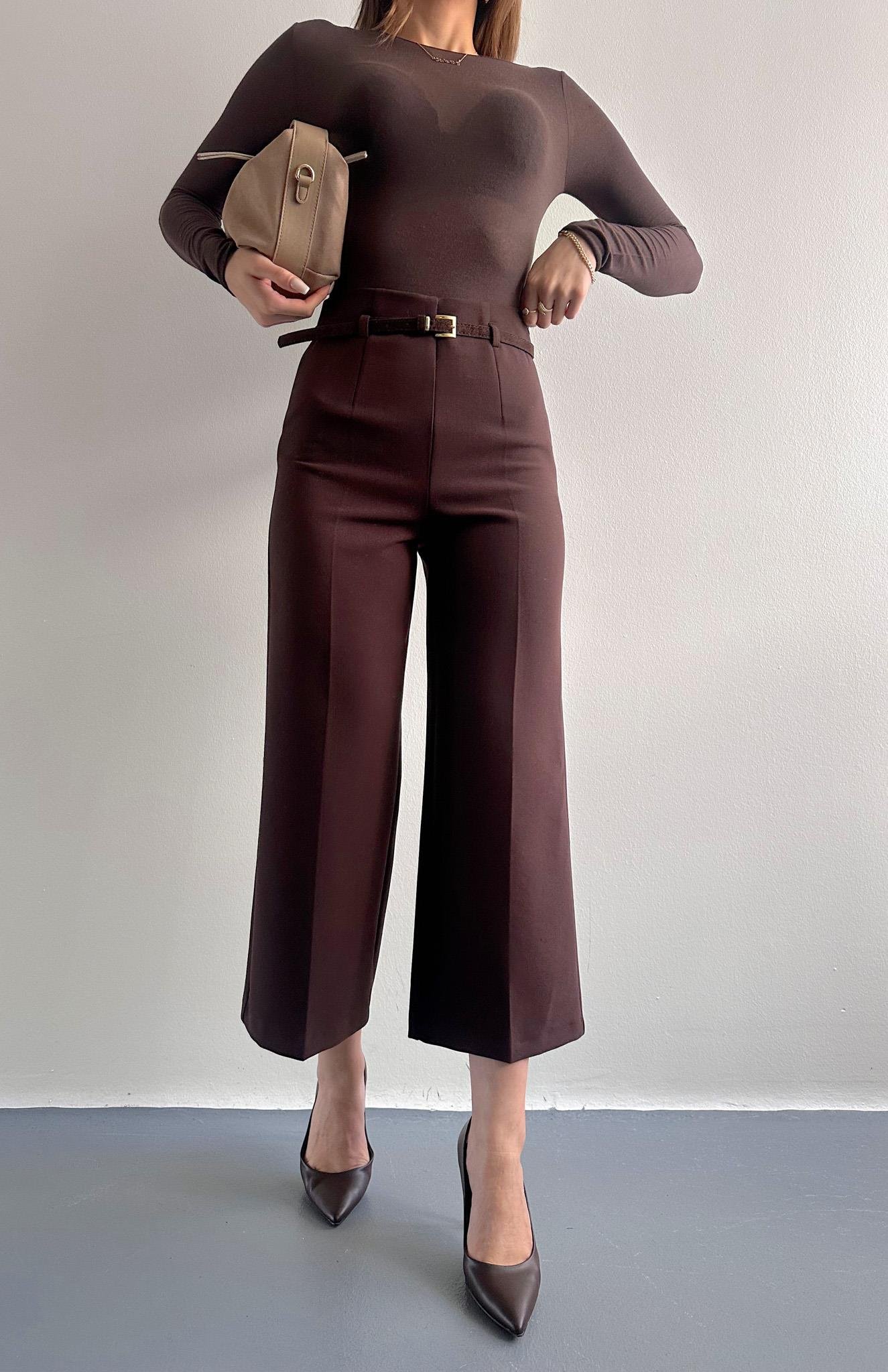 Kemerli Culotte Pantolon KAHVERENGİ