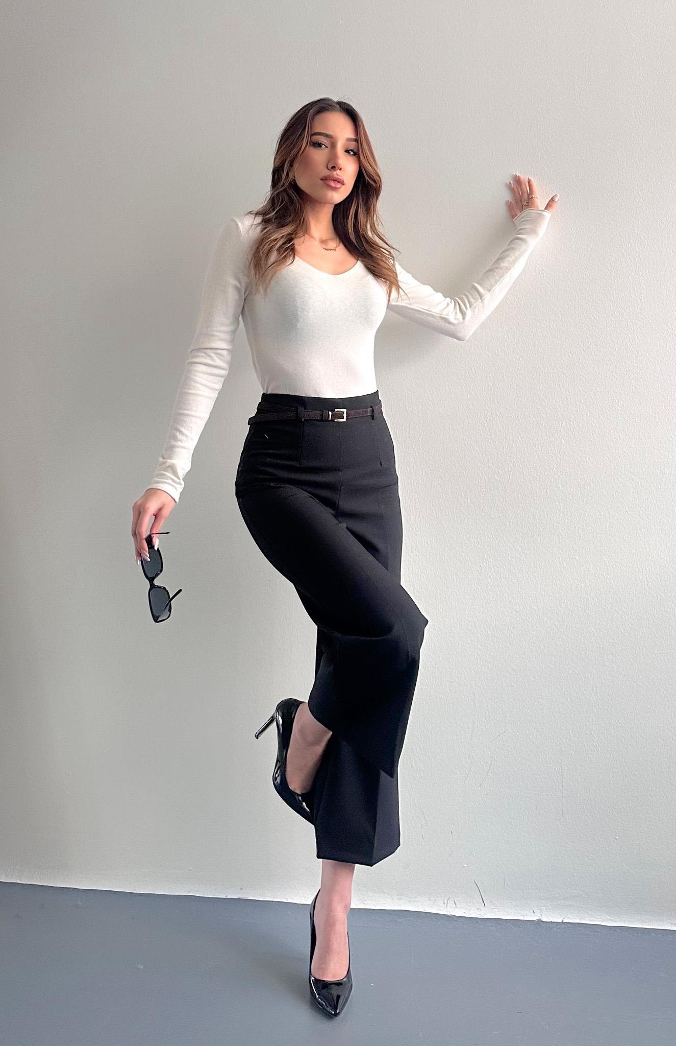 Kemerli Culotte Pantolon SİYAH