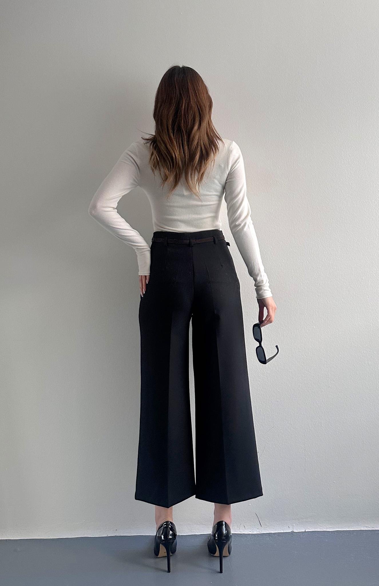 Kemerli Culotte Pantolon SİYAH