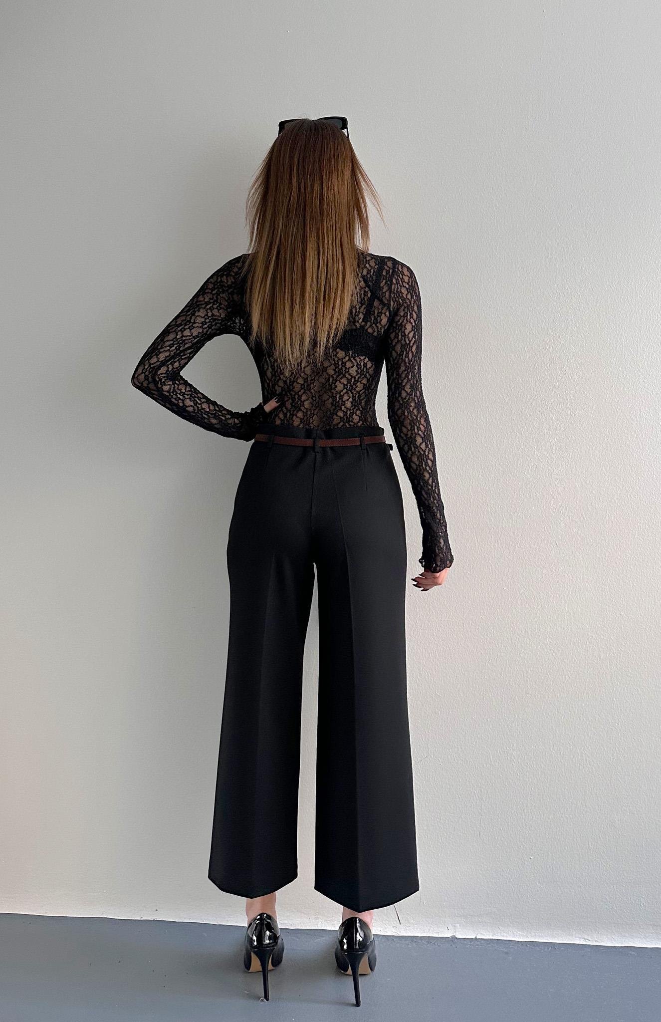 Kemerli Culotte Pantolon SİYAH