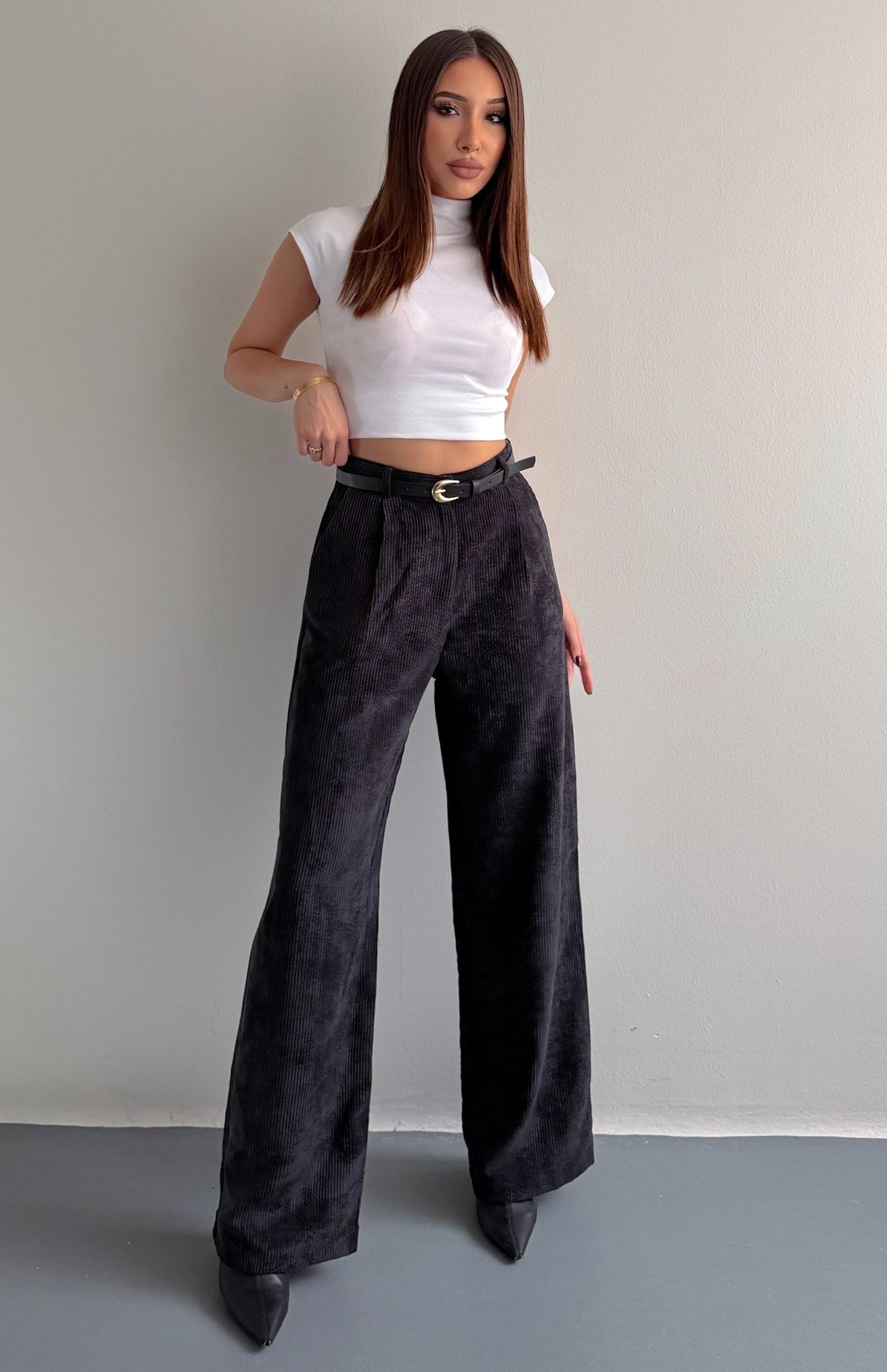 Kemerli Fittilli Pantolon SİYAH