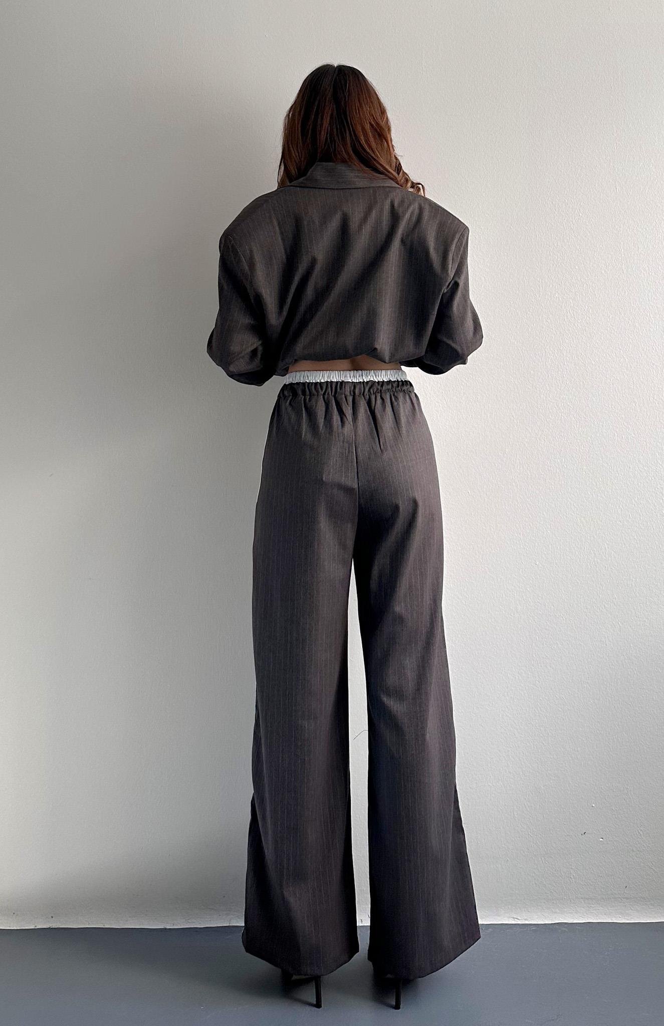 Kontrast Detaylı Pantolon KAHVERENGİ