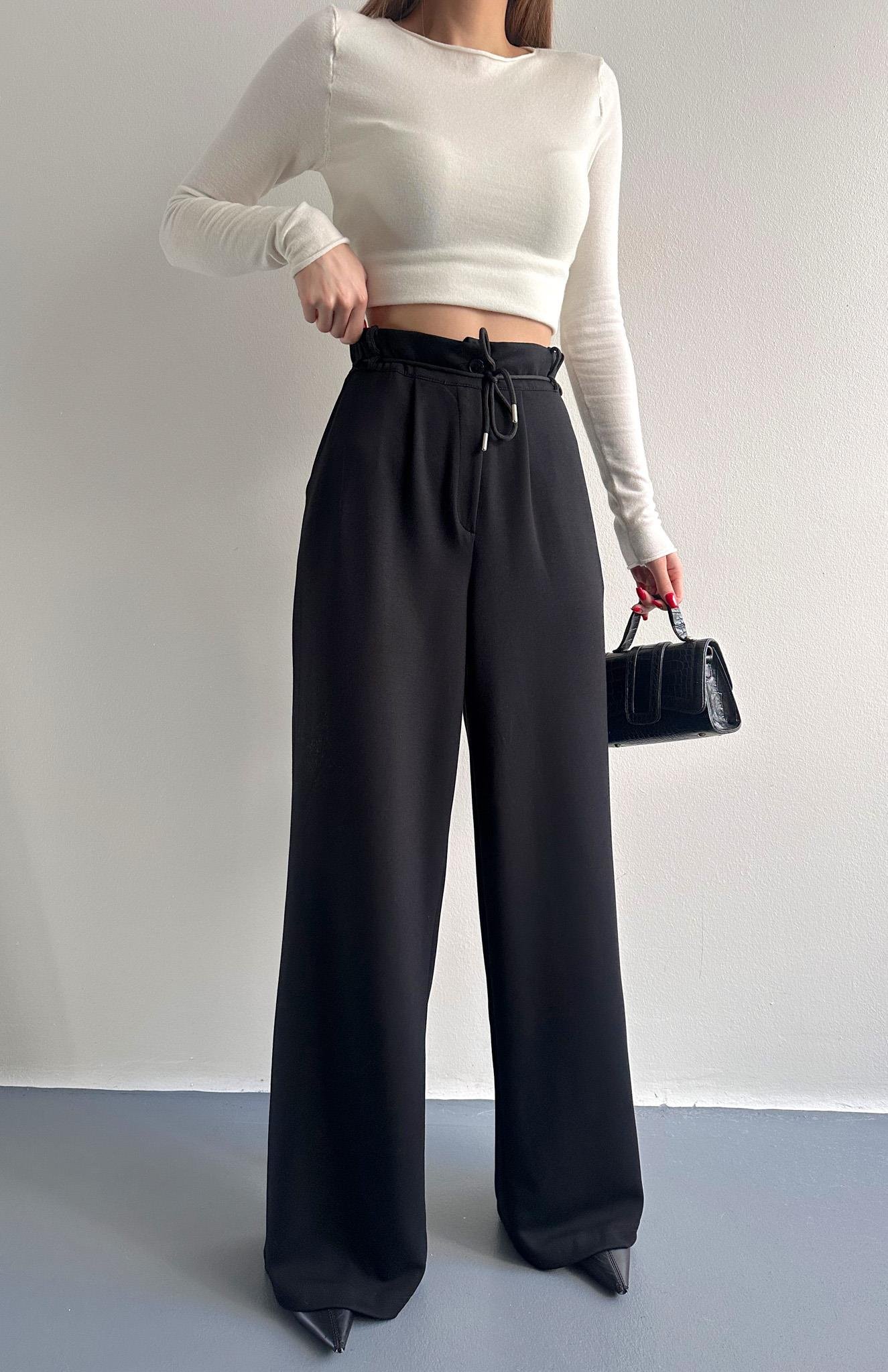 Oy Marka İpli Pantolon SİYAH