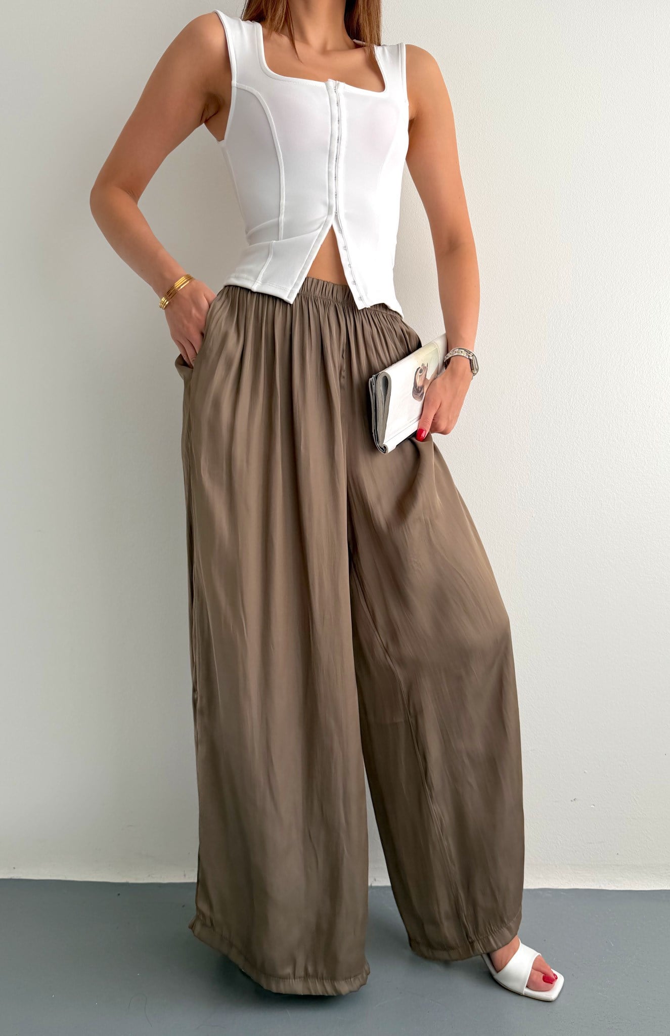 Saten Bol Pantolon HAKİ