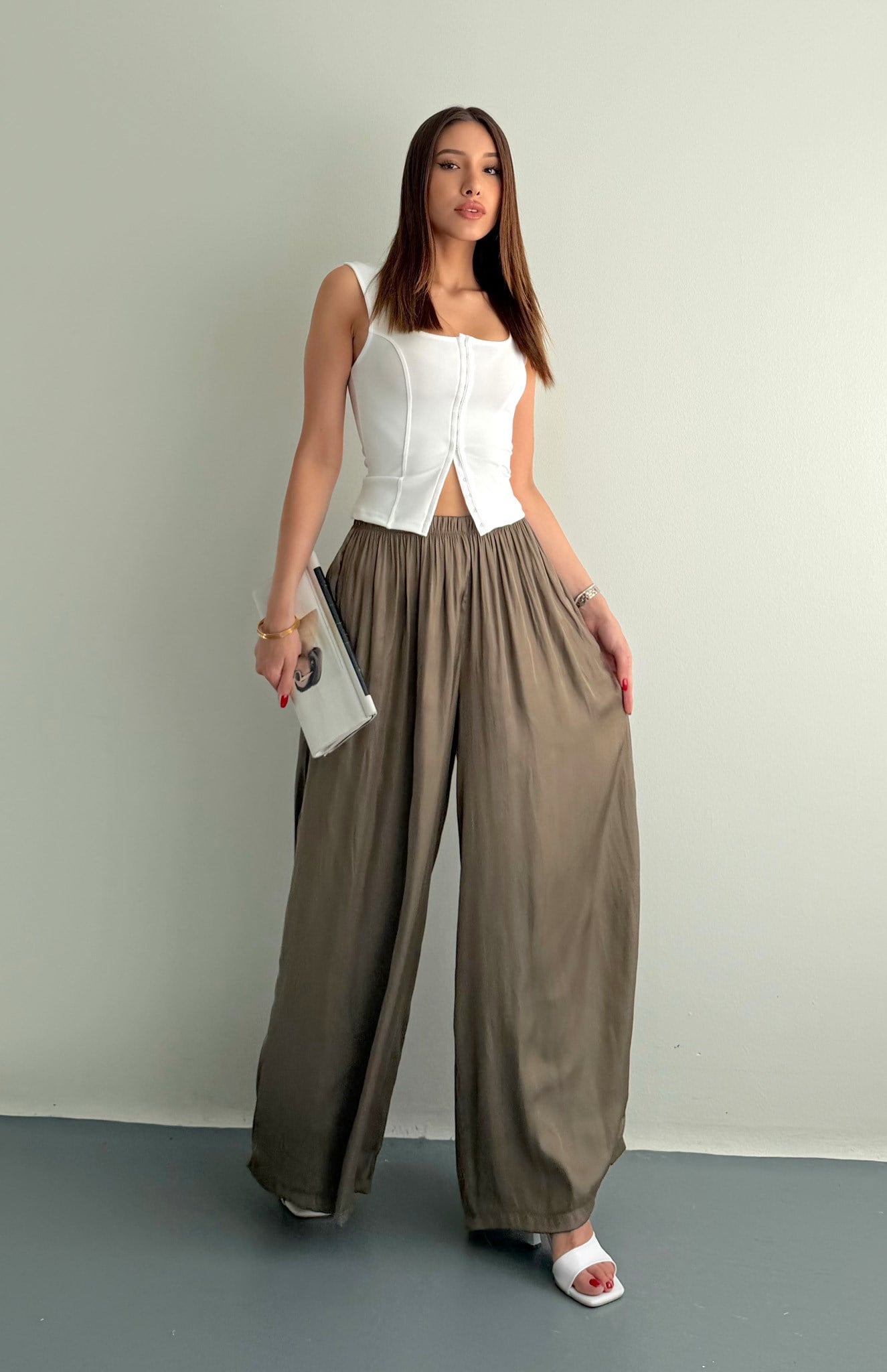 Saten Bol Pantolon HAKİ