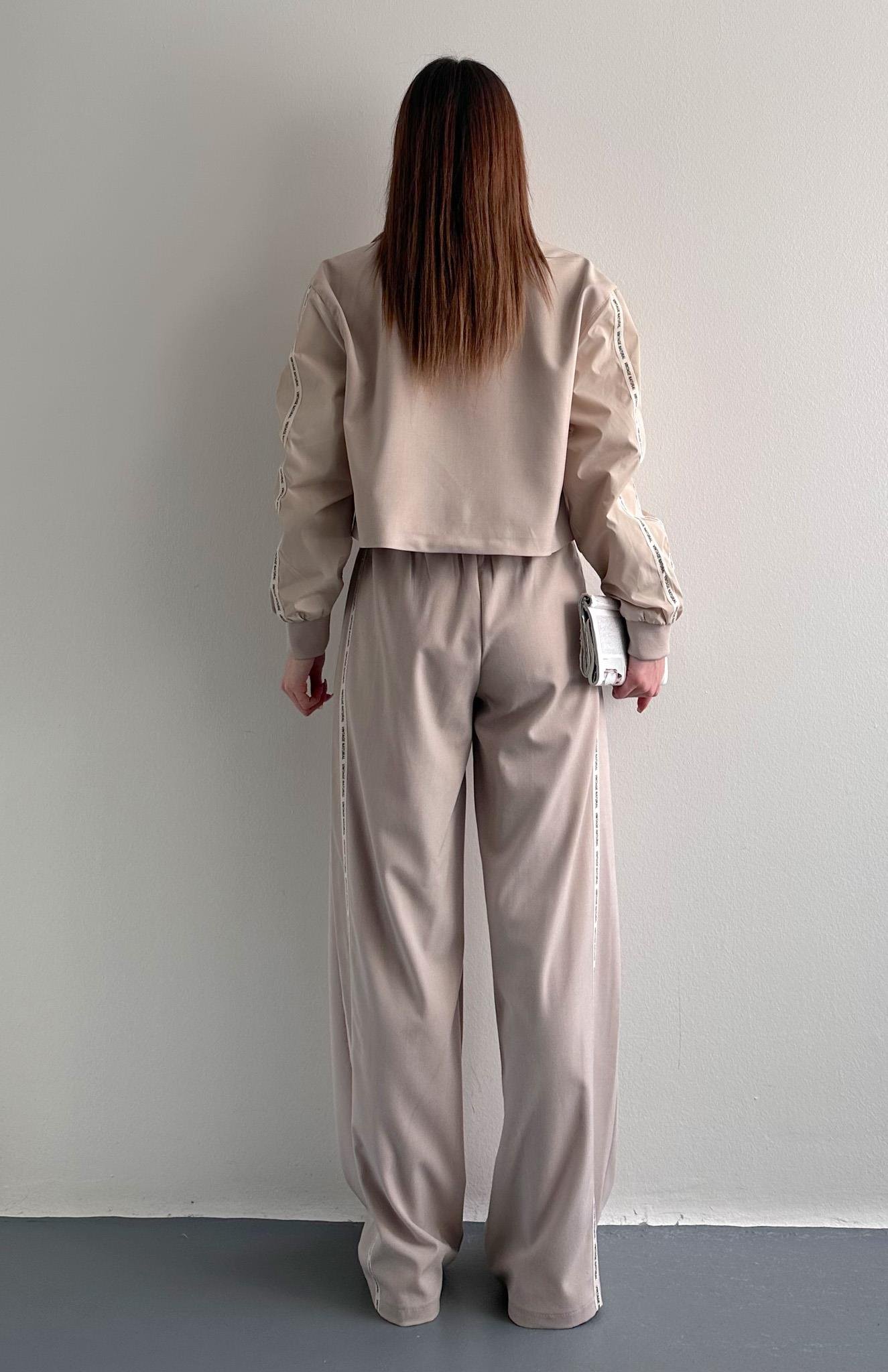 Şerit Detaylı Pantolon BEJ