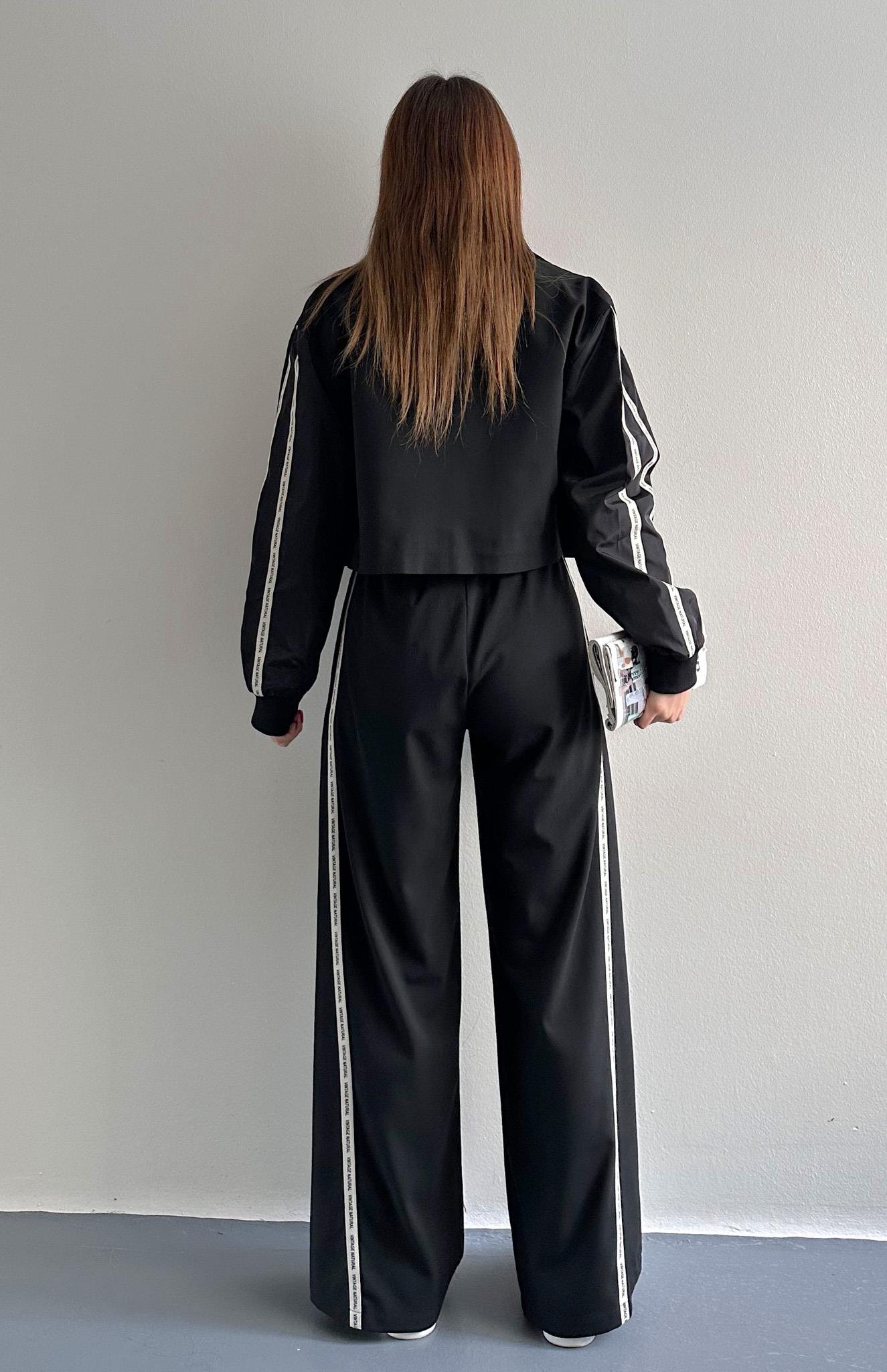 Şerit Detaylı Pantolon SİYAH