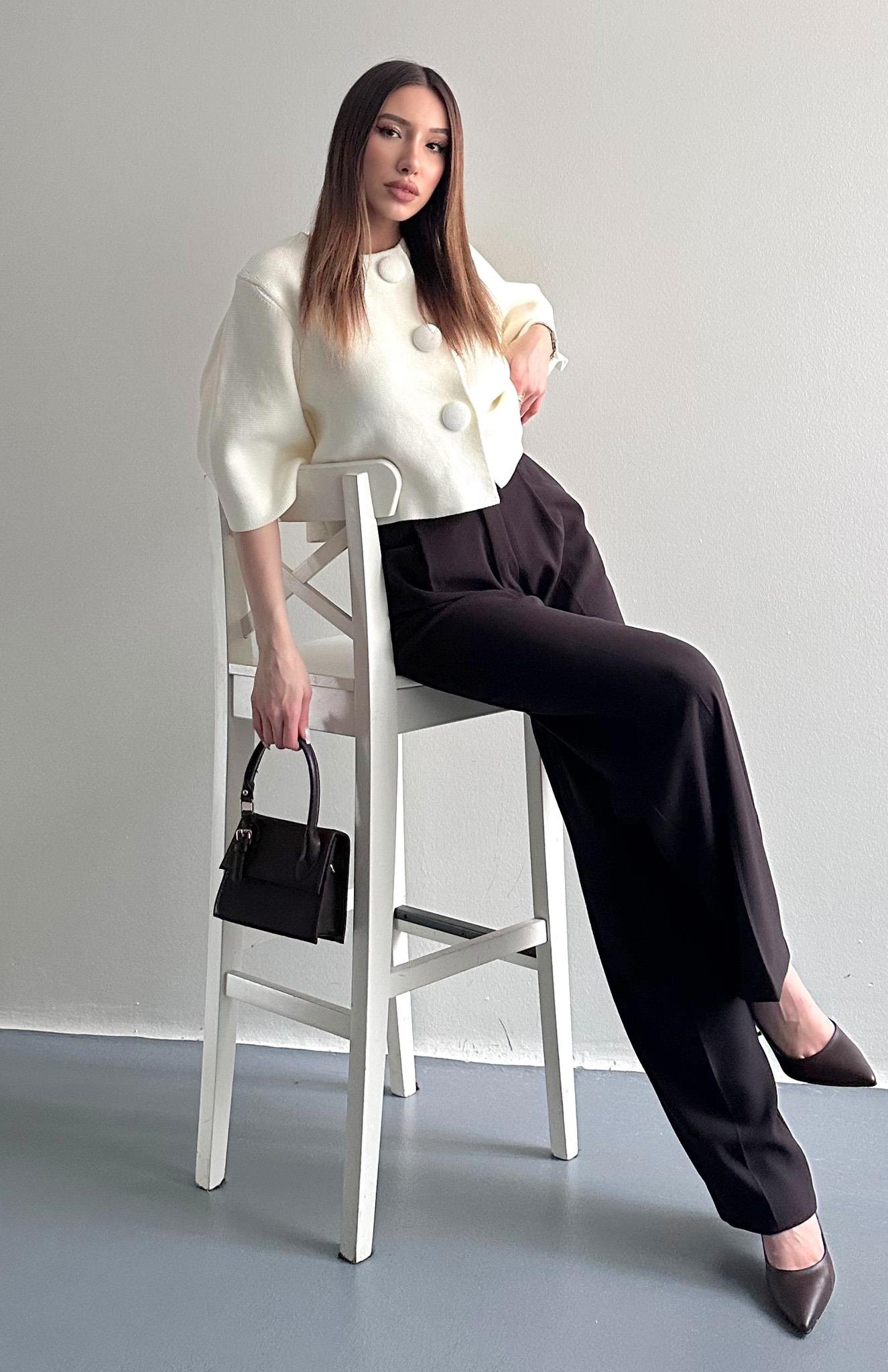 Yüksek Bel Pantolon KOYU KAHVE