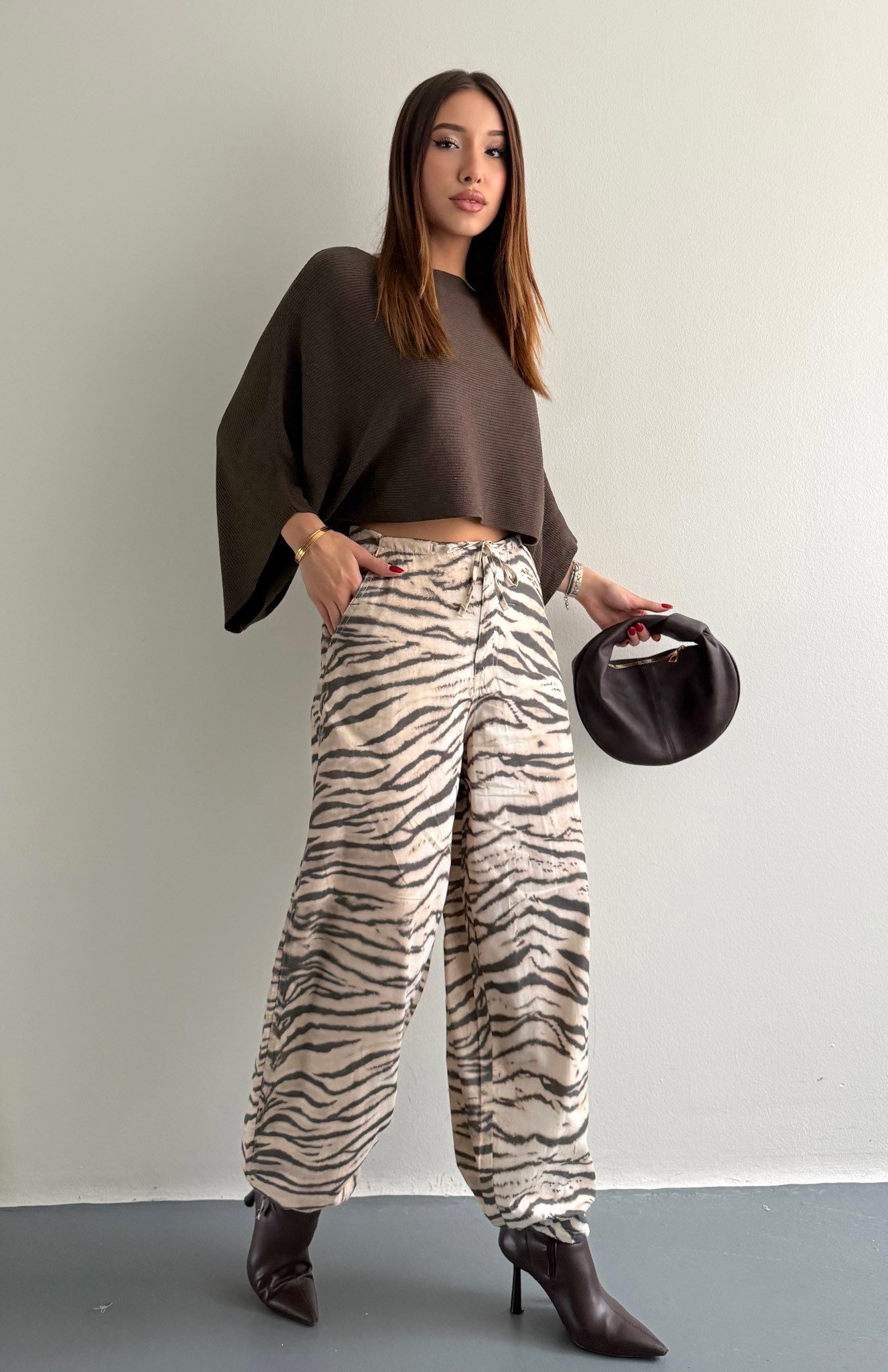 Zebra Desen Pantolon BEJ