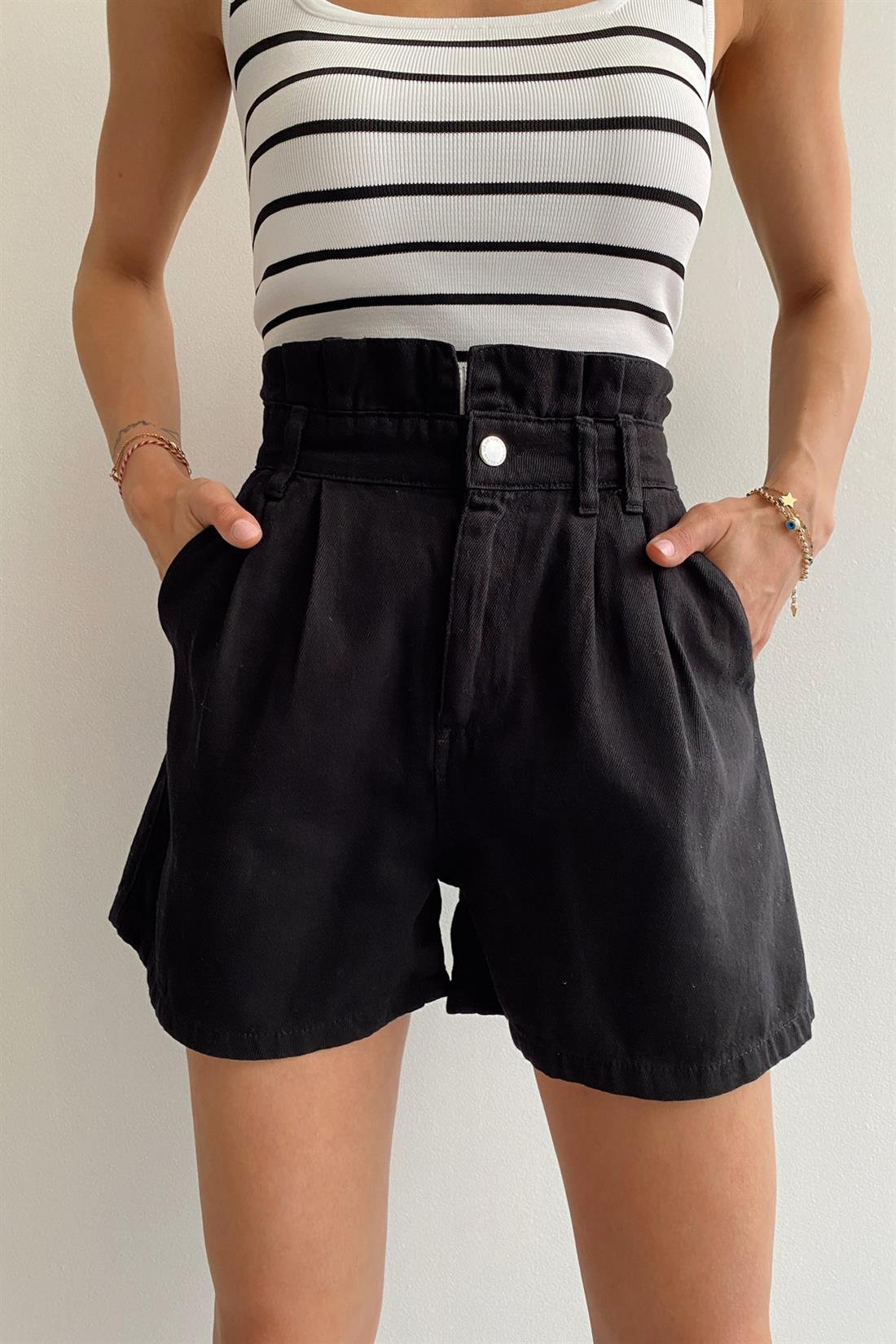 Bermuda Gabardin Şort SİYAH