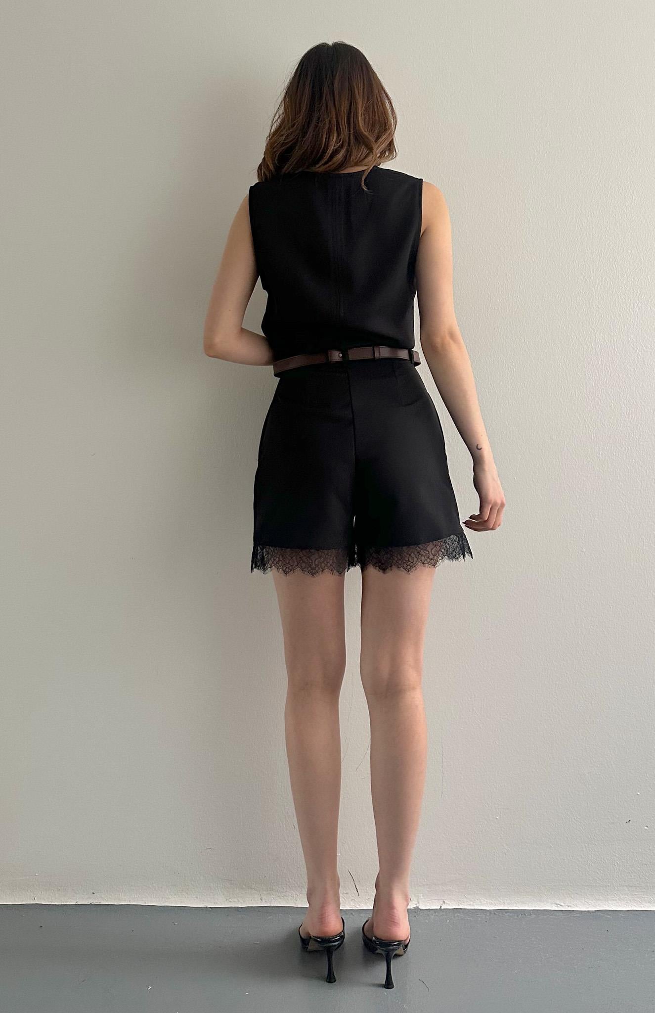 Dantelli Şort SİYAH