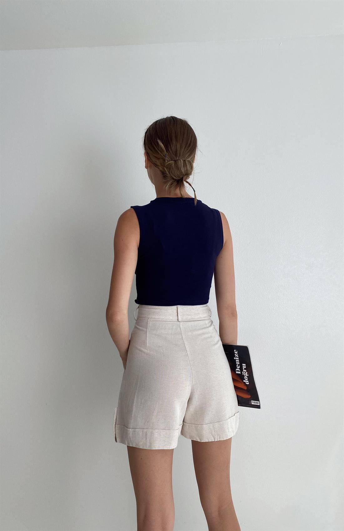 Duble Paçalı Şort NATURAL