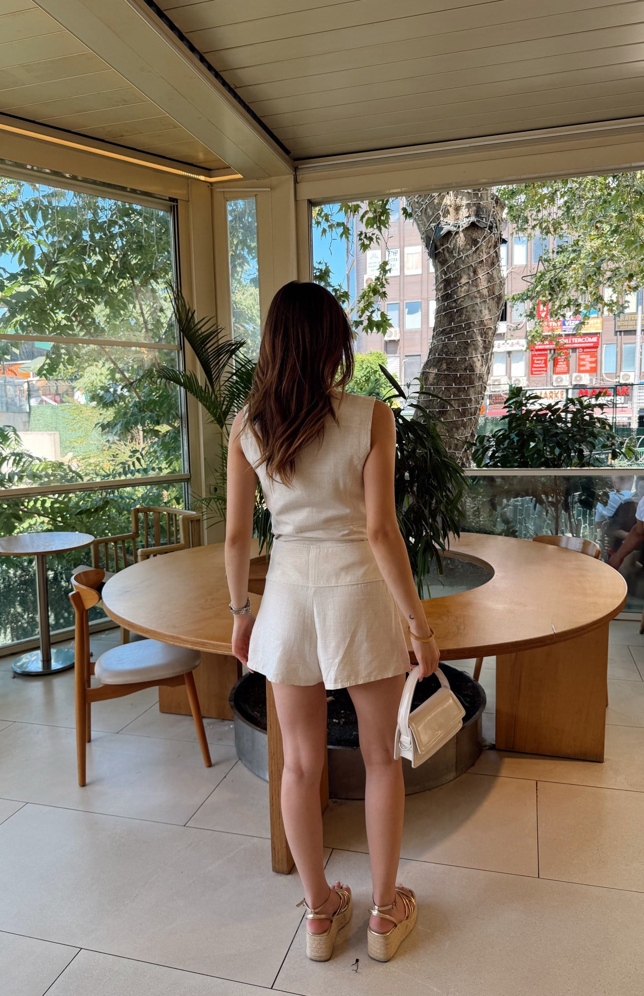 Düğme Detaylı Şort NATURAL