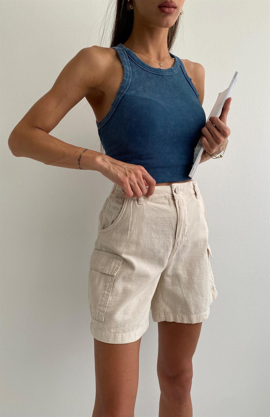 Kargo Cepli Şort TAŞ