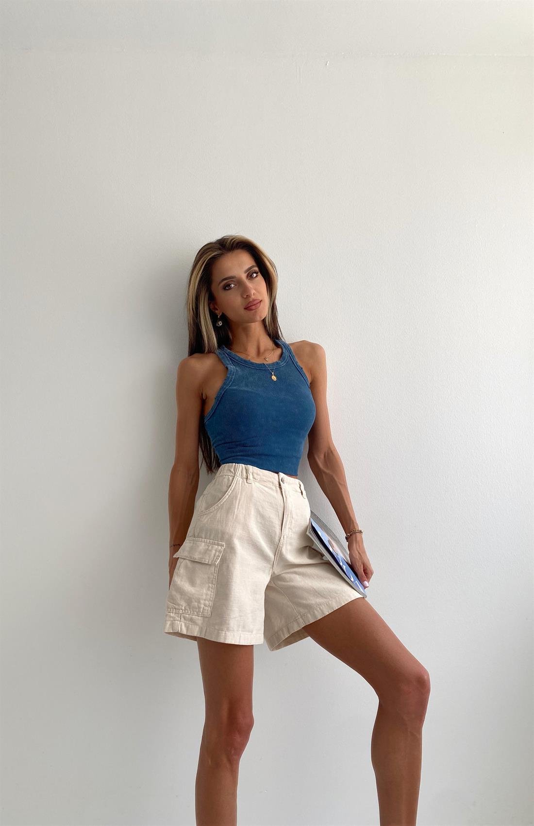 Kargo Cepli Şort TAŞ