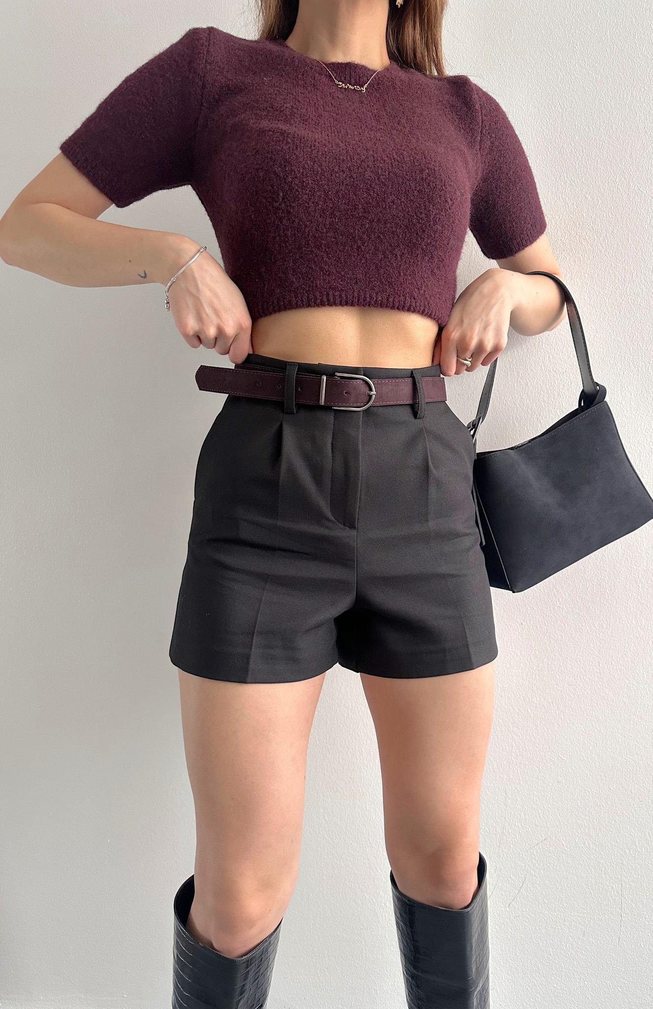 Kemerli Şort SİYAH