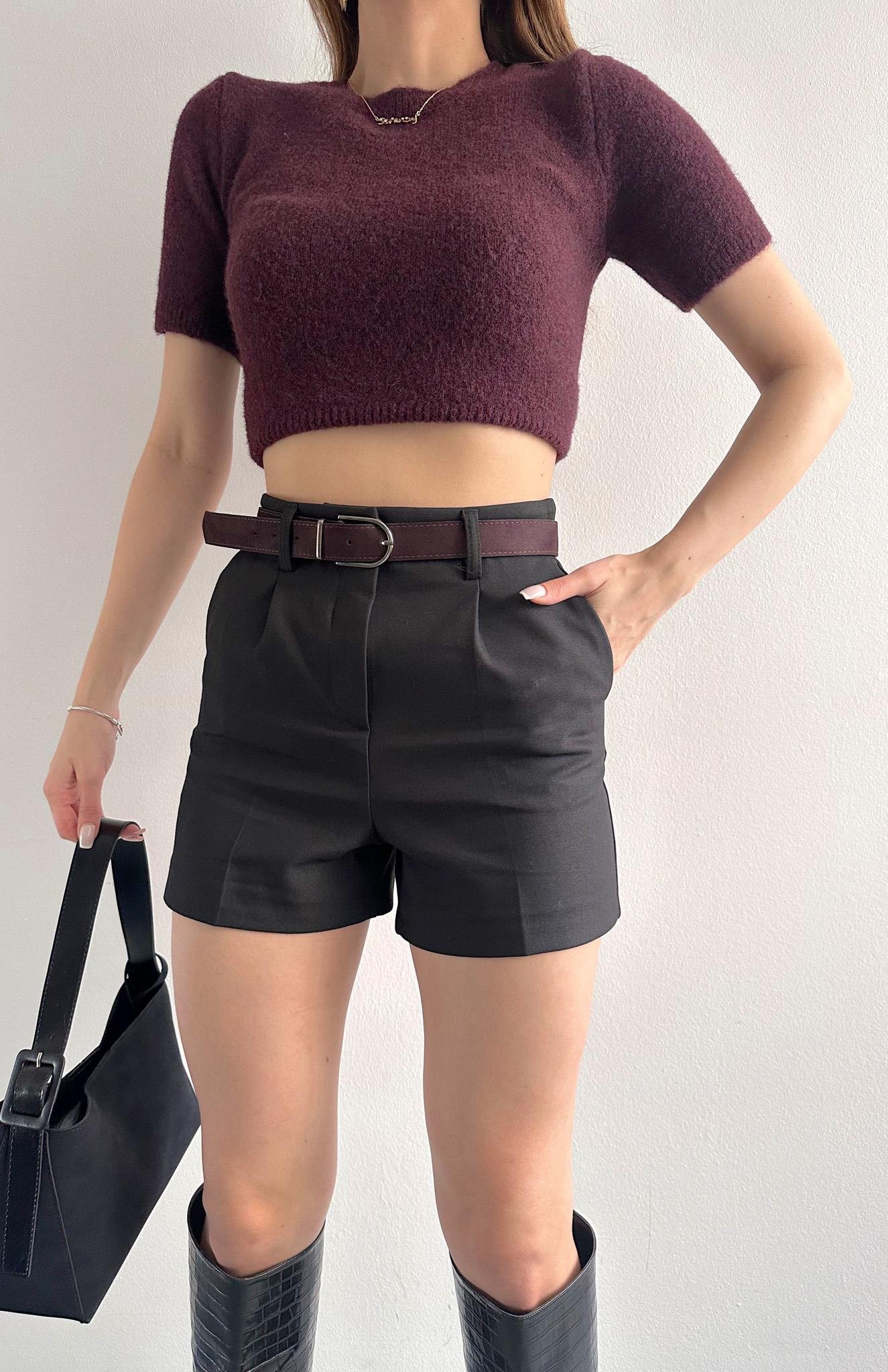 Kemerli Şort SİYAH