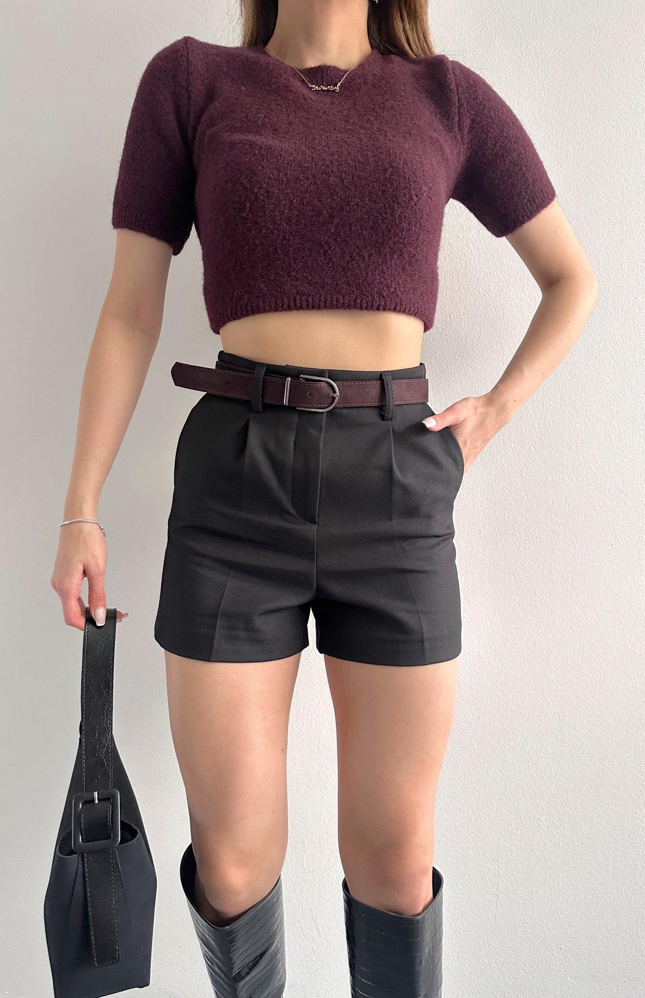 Kemerli Şort SİYAH