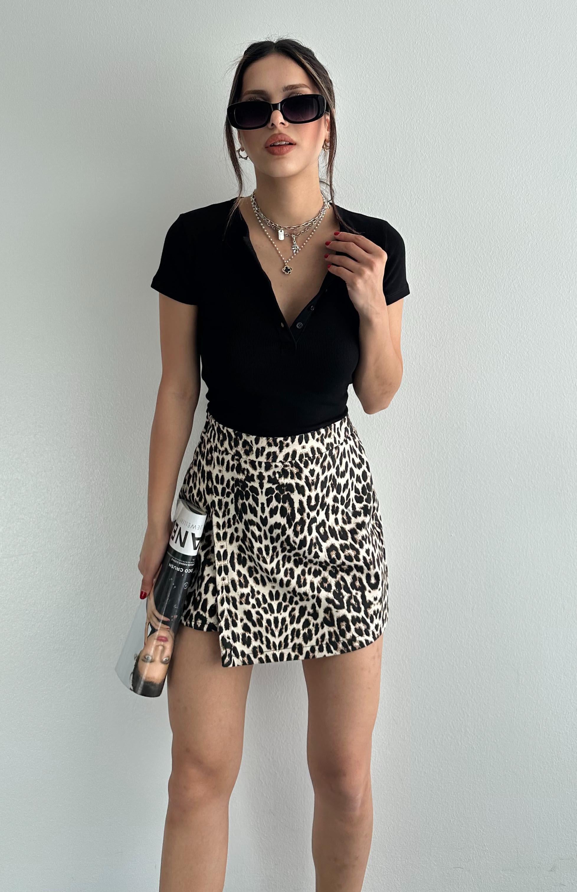 Leopar Desen Şort Etek LEOPAR