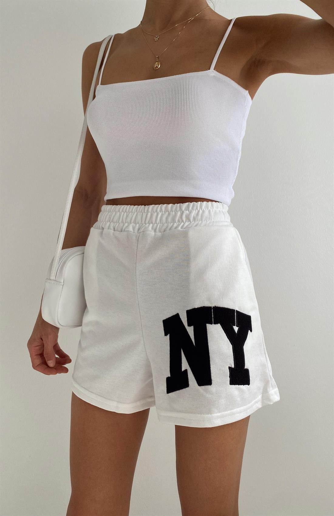 Ny Baskılı Şort BEYAZ